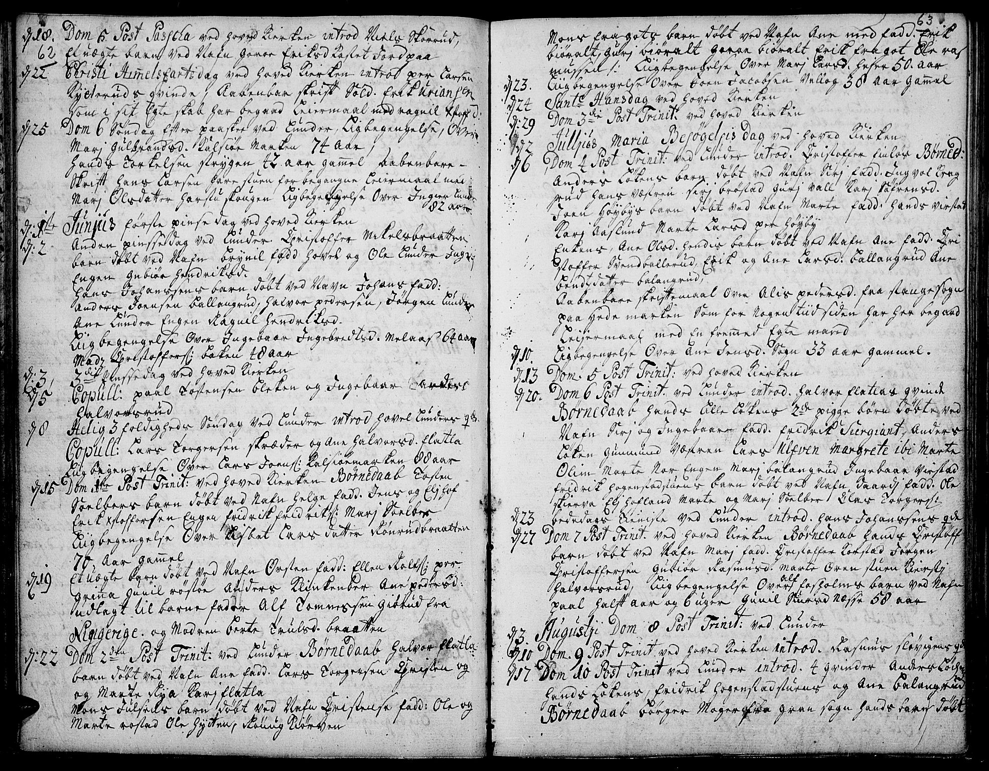 Jevnaker prestekontor, AV/SAH-PREST-116/H/Ha/Haa/L0002: Parish register (official) no. 2, 1725-1751, p. 62-63