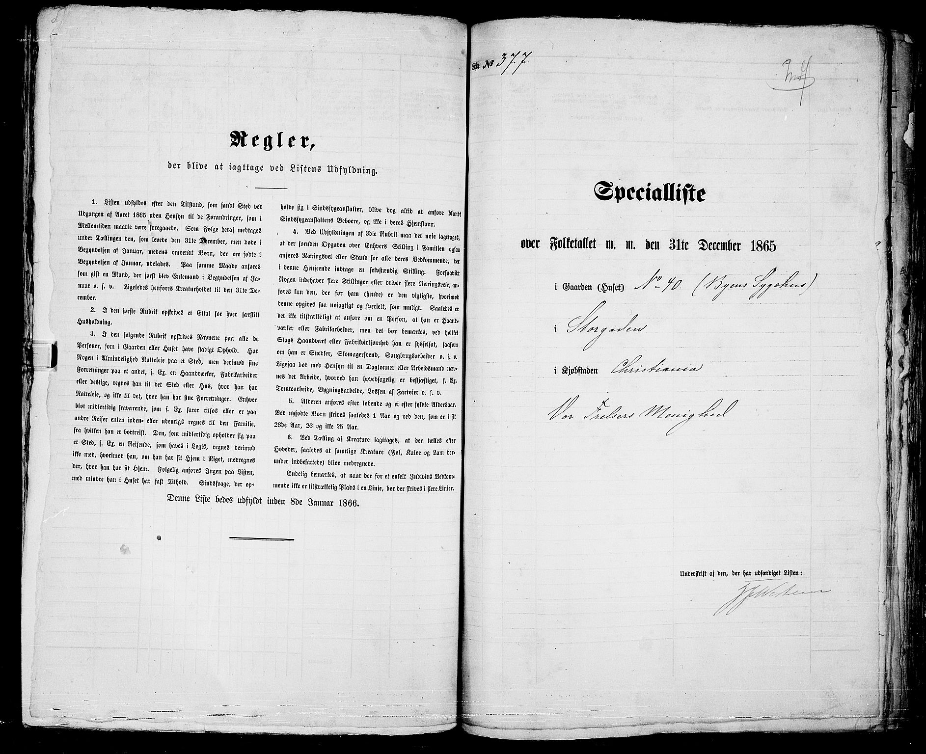 RA, 1865 census for Kristiania, 1865, p. 1029