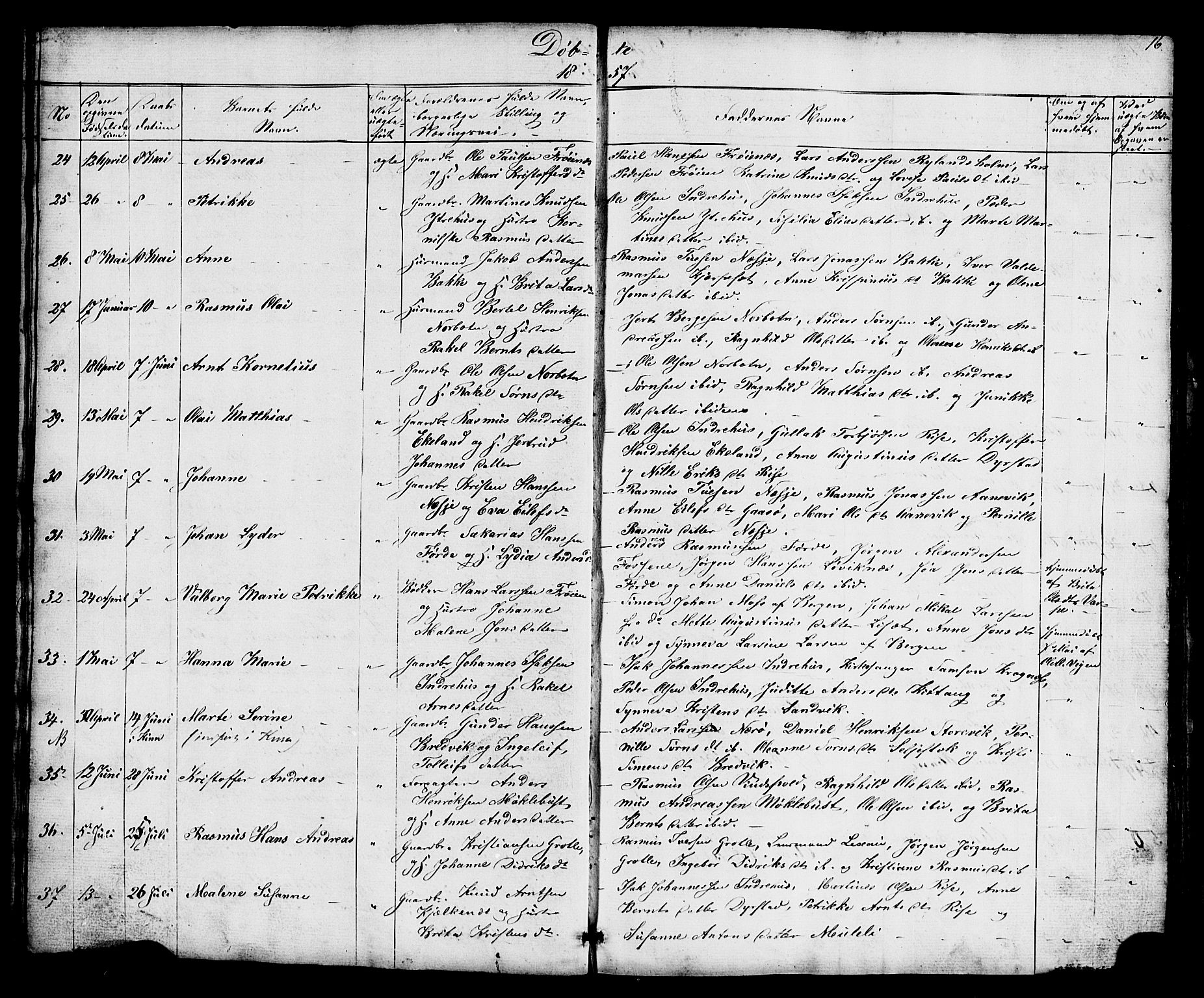 Bremanger sokneprestembete, AV/SAB-A-82201/H/Hab/Haba/L0001: Parish register (copy) no. A 1, 1853-1865, p. 16