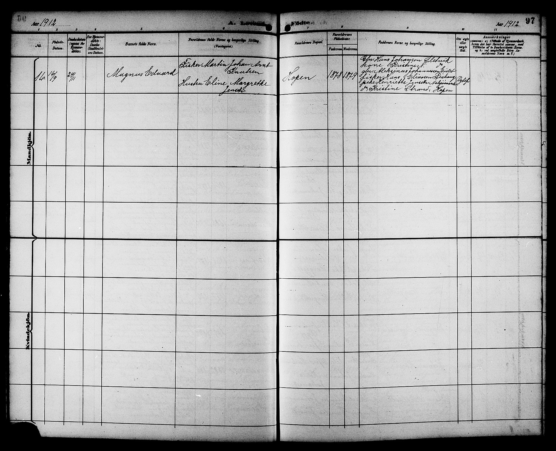 Ministerialprotokoller, klokkerbøker og fødselsregistre - Sør-Trøndelag, SAT/A-1456/662/L0757: Parish register (copy) no. 662C02, 1892-1918, p. 97