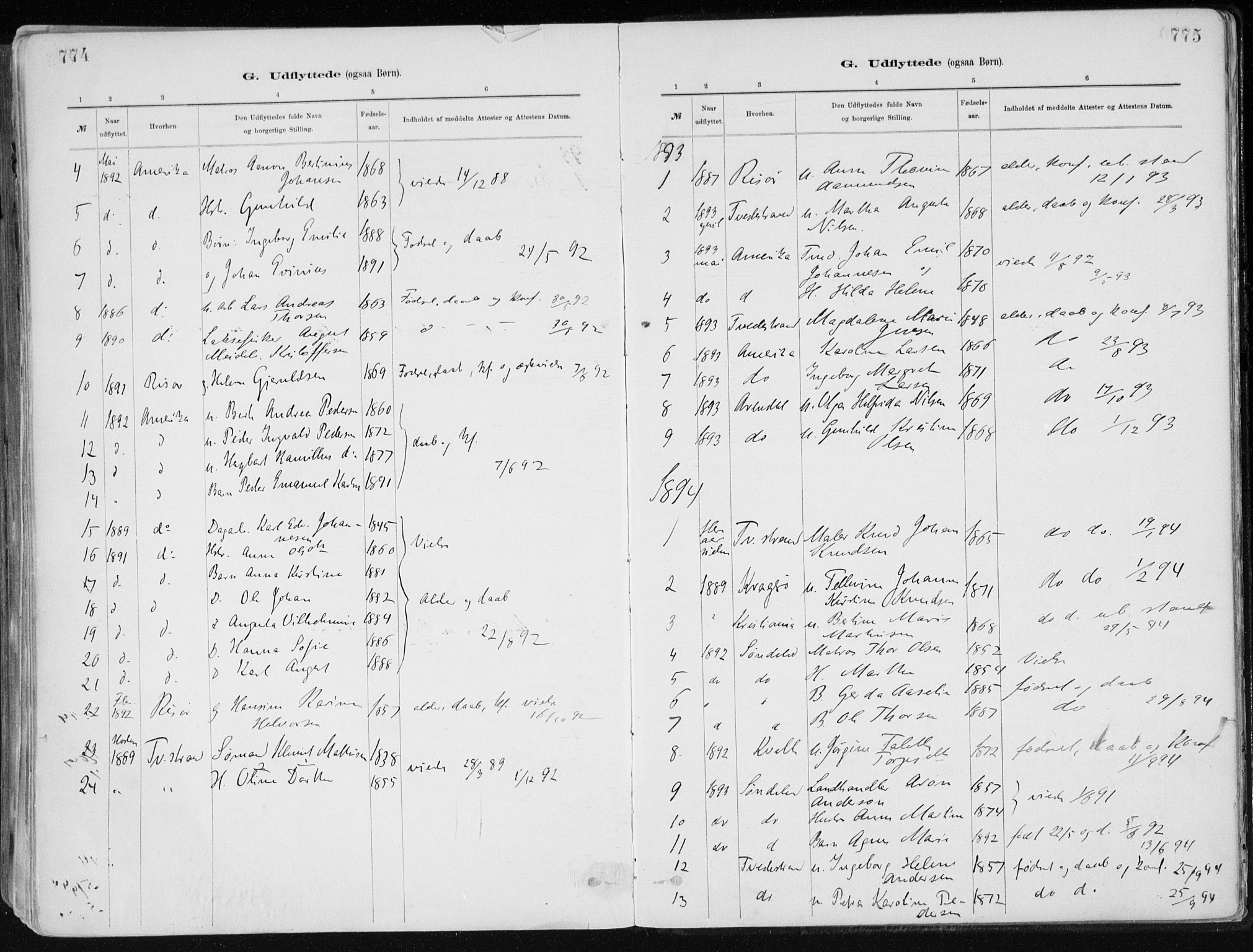 Dypvåg sokneprestkontor, SAK/1111-0007/F/Fa/Faa/L0008: Parish register (official) no. A 8, 1885-1906, p. 774-775