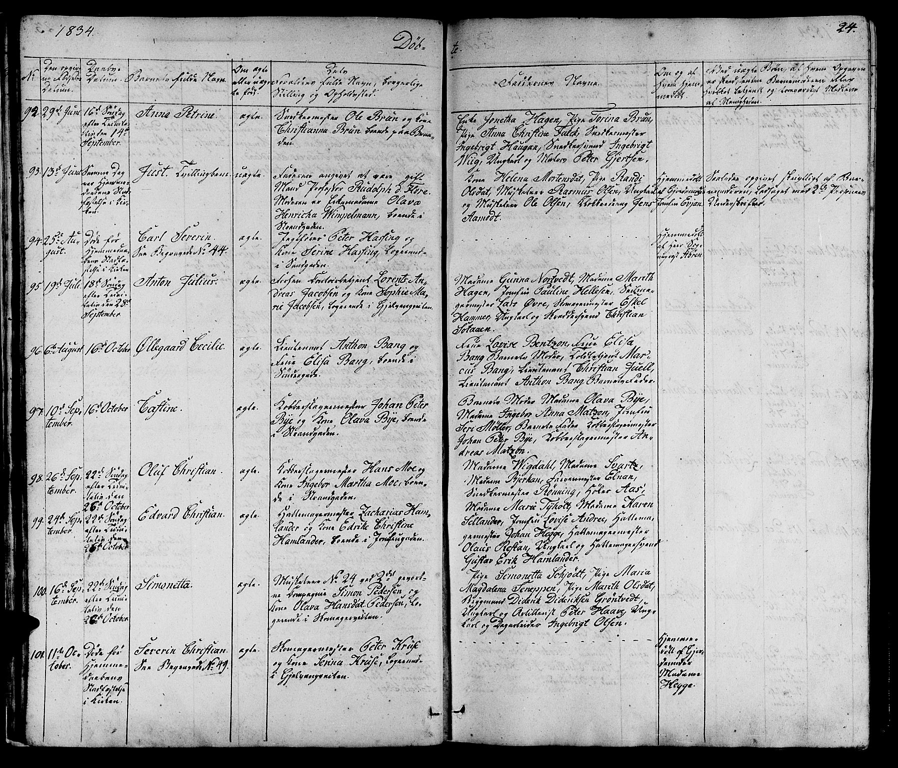 Ministerialprotokoller, klokkerbøker og fødselsregistre - Sør-Trøndelag, SAT/A-1456/602/L0136: Parish register (copy) no. 602C04, 1833-1845, p. 24