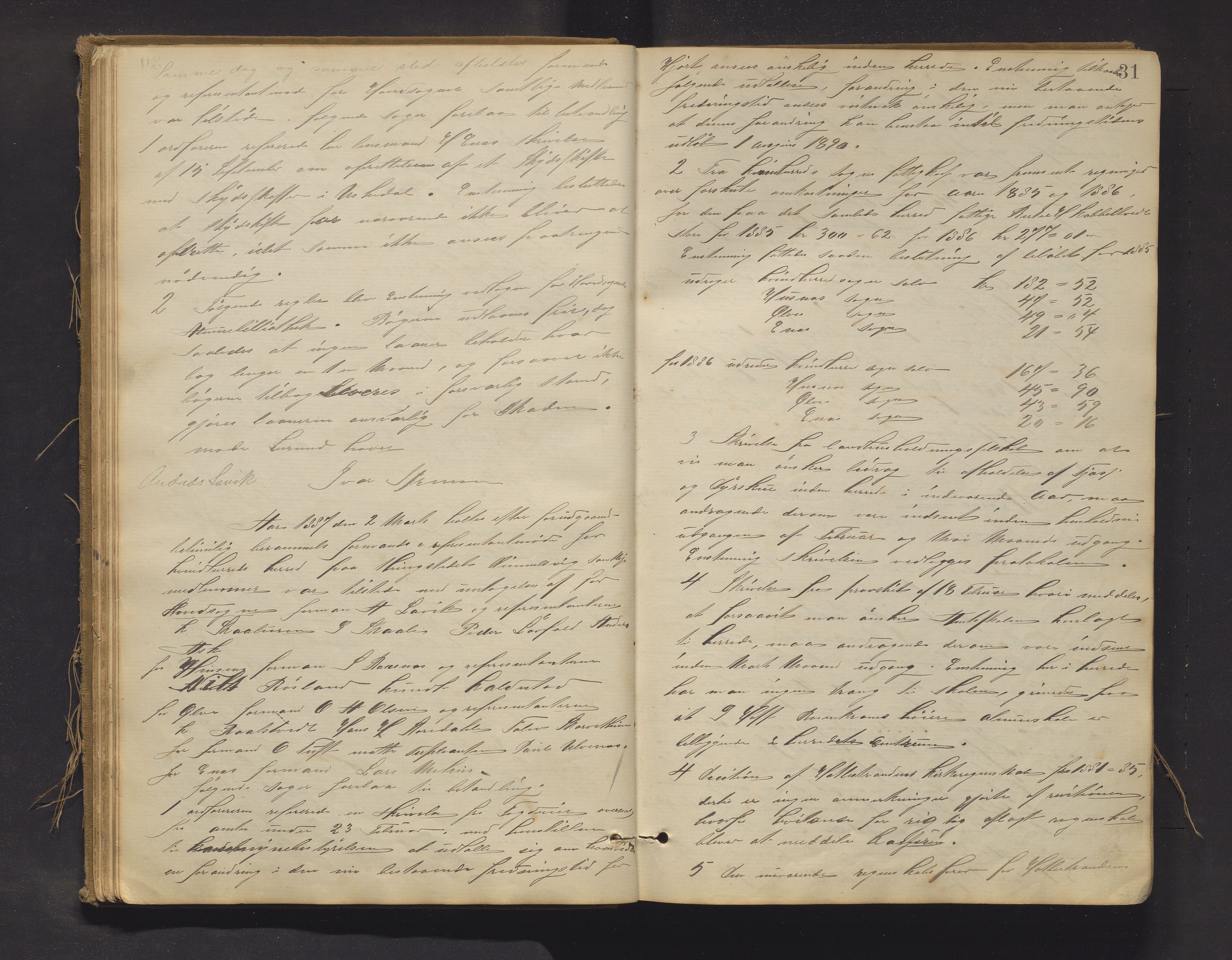 Kvinnherad kommune. Formannskapet, IKAH/1224-021/A/Aa/L0002: Møtebok for formannskap og heradstyre i Kvinnherad prestegjeld og styre i soknekommunane Kvinnherad, Ølve, Husnes og Ænes, 1885-1896, p. 31