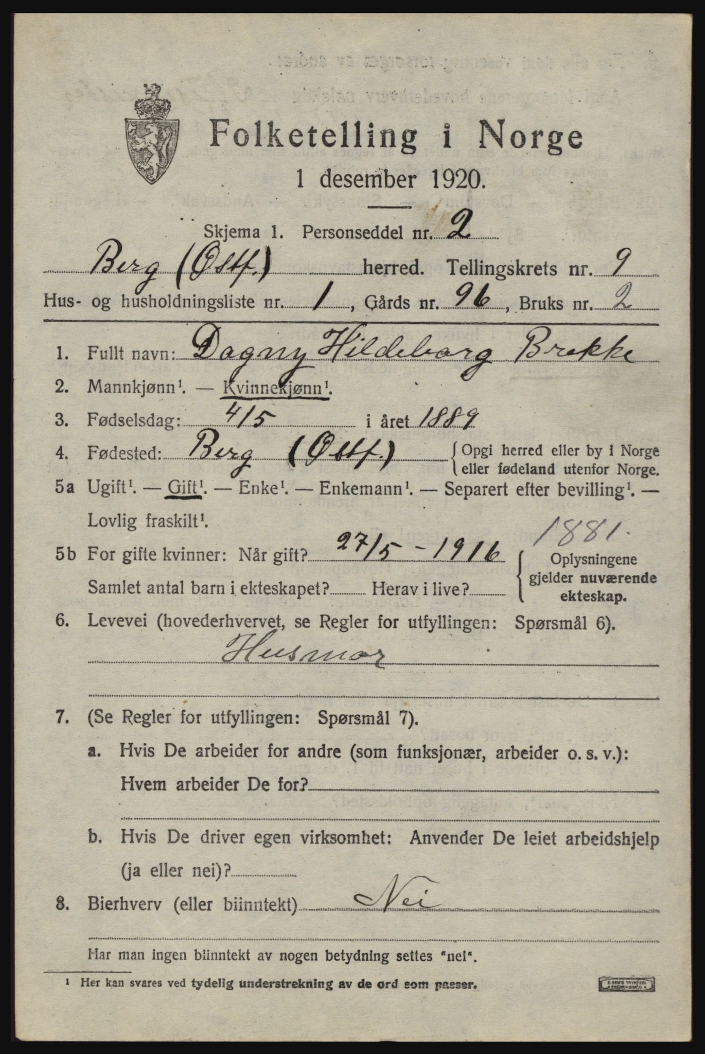 SAO, 1920 census for Berg, 1920, p. 14443