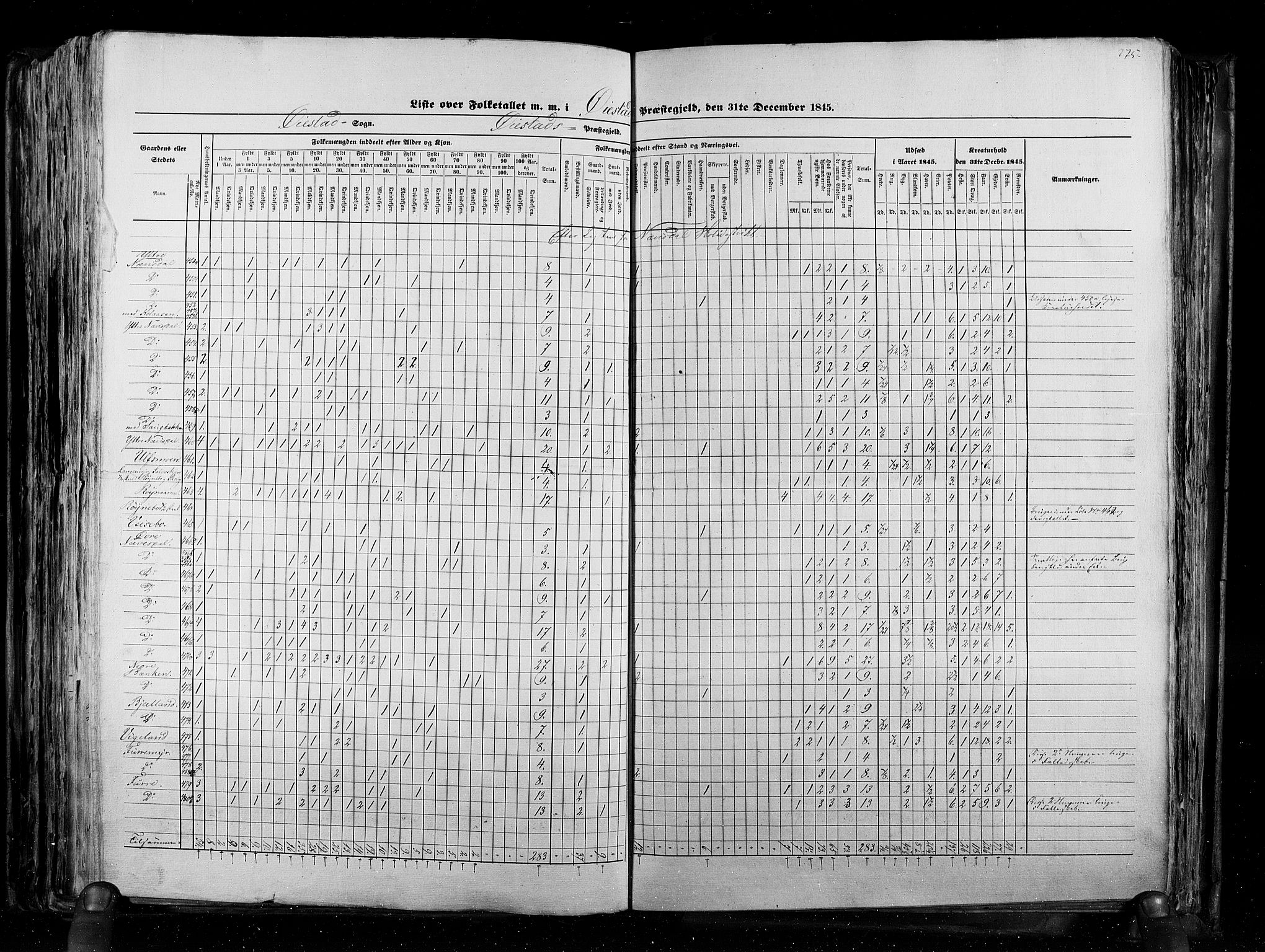 RA, Census 1845, vol. 5: Bratsberg amt og Nedenes og Råbyggelaget amt, 1845, p. 275