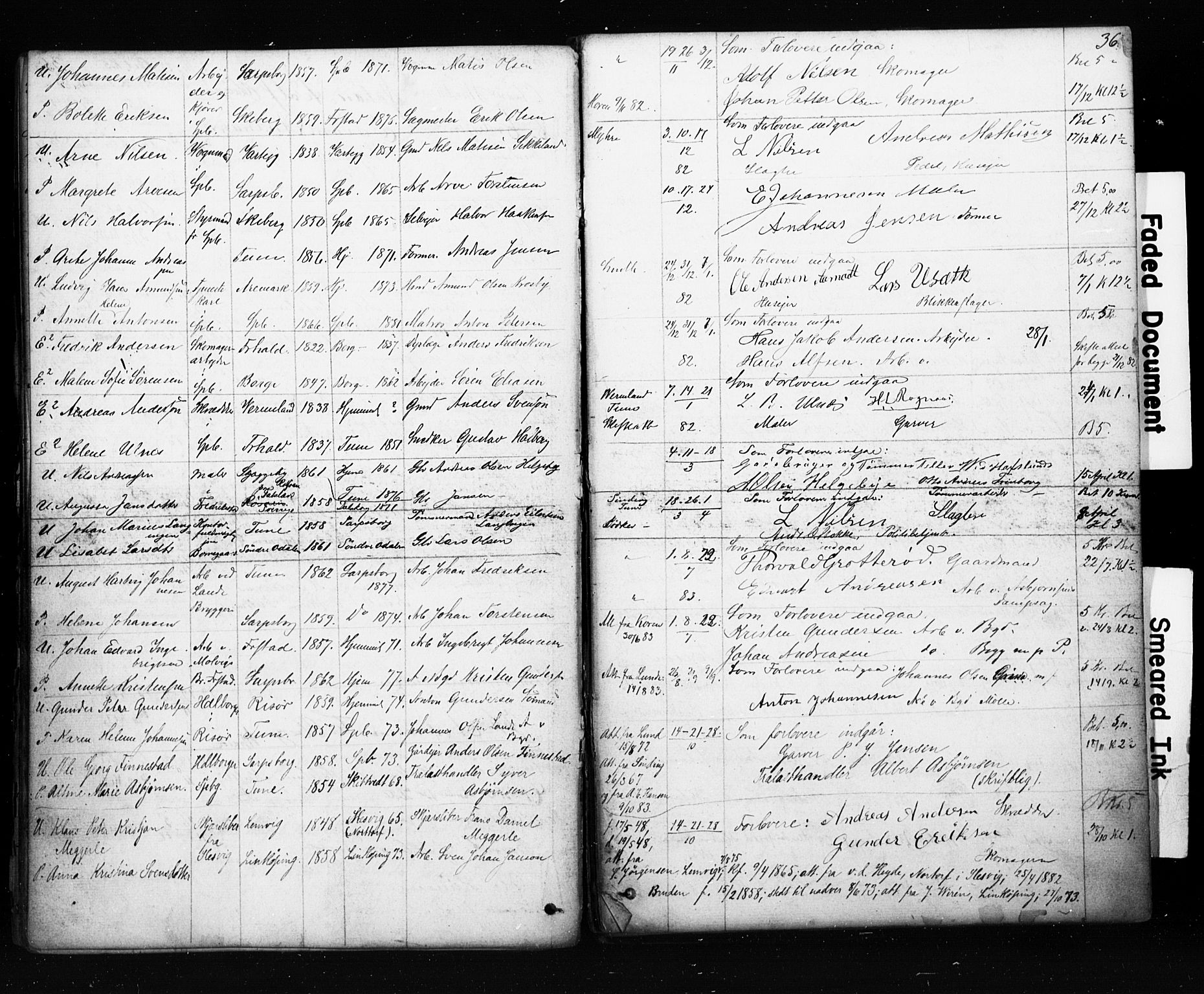 Sarpsborg prestekontor Kirkebøker, AV/SAO-A-2006/H/Ha/L0001: Banns register no. 1, 1859-1904, p. 36