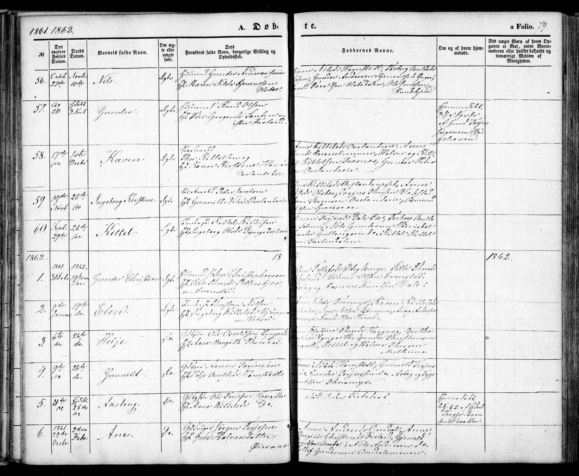 Froland sokneprestkontor, SAK/1111-0013/F/Fa/L0002: Parish register (official) no. A 2, 1845-1863, p. 79