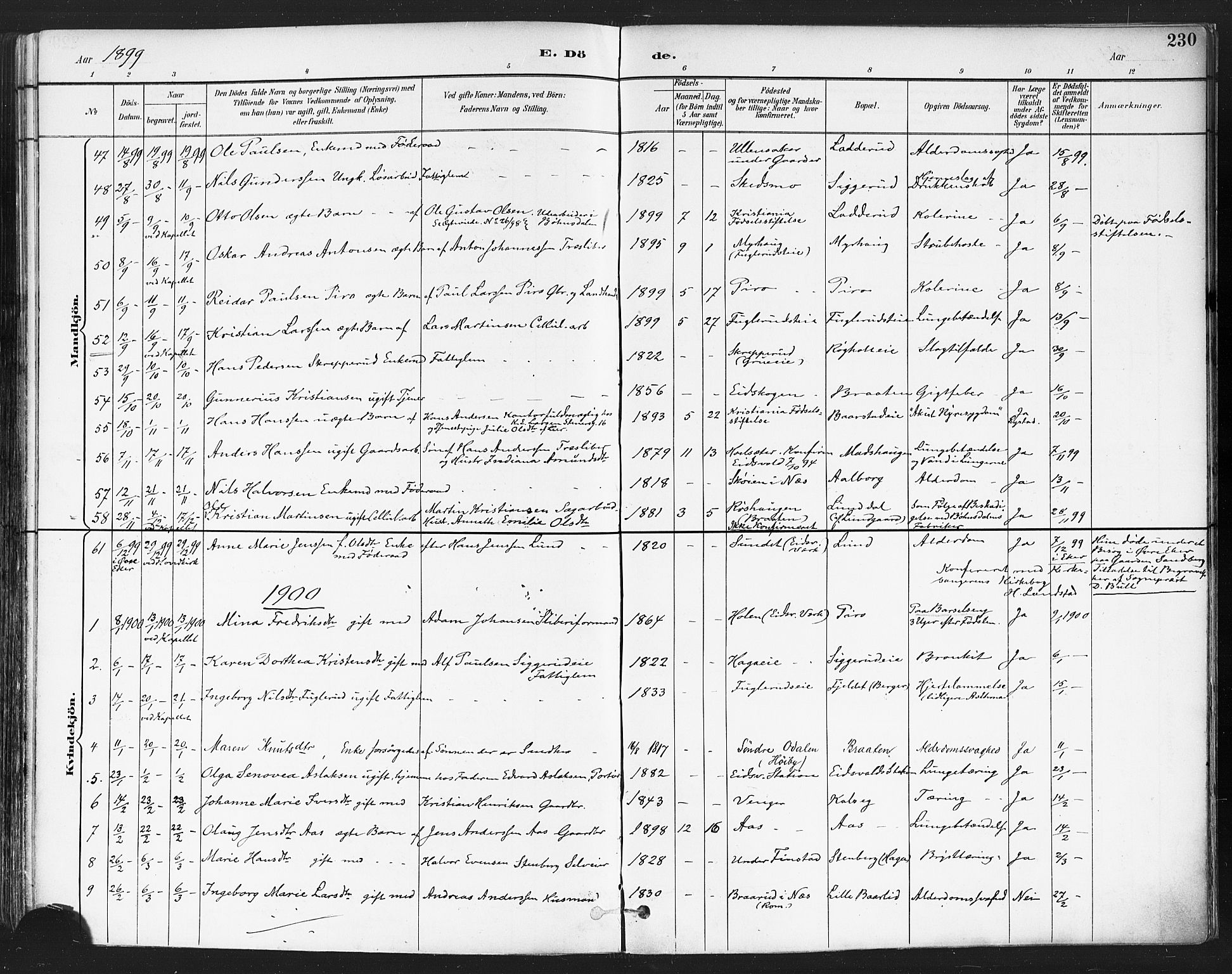 Eidsvoll prestekontor Kirkebøker, AV/SAO-A-10888/F/Fa/L0004: Parish register (official) no. I 4, 1891-1900, p. 230