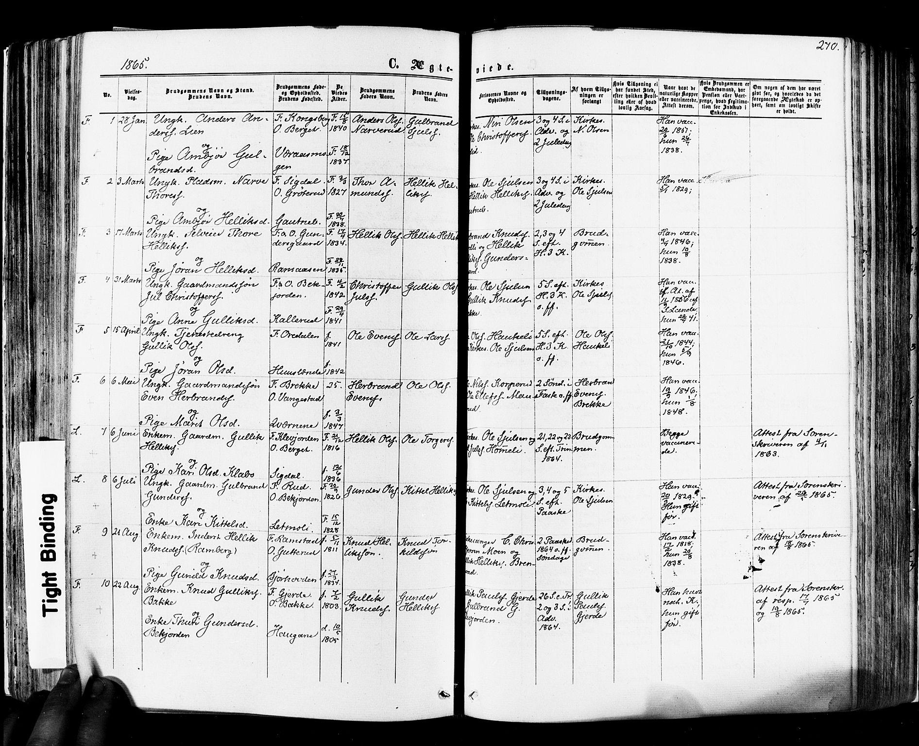 Flesberg kirkebøker, AV/SAKO-A-18/F/Fa/L0007: Parish register (official) no. I 7, 1861-1878, p. 270