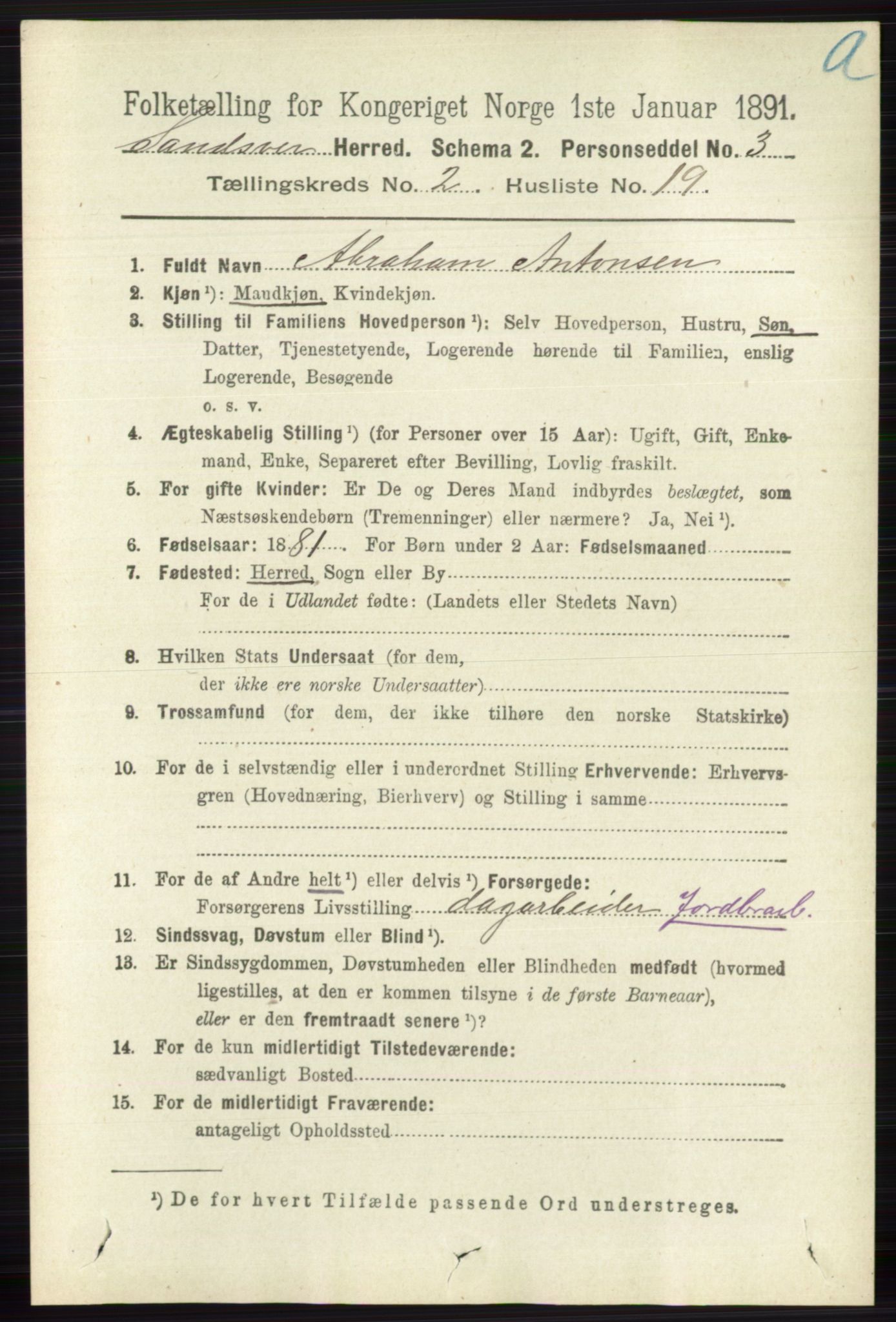 RA, 1891 census for 0629 Sandsvær, 1891, p. 792
