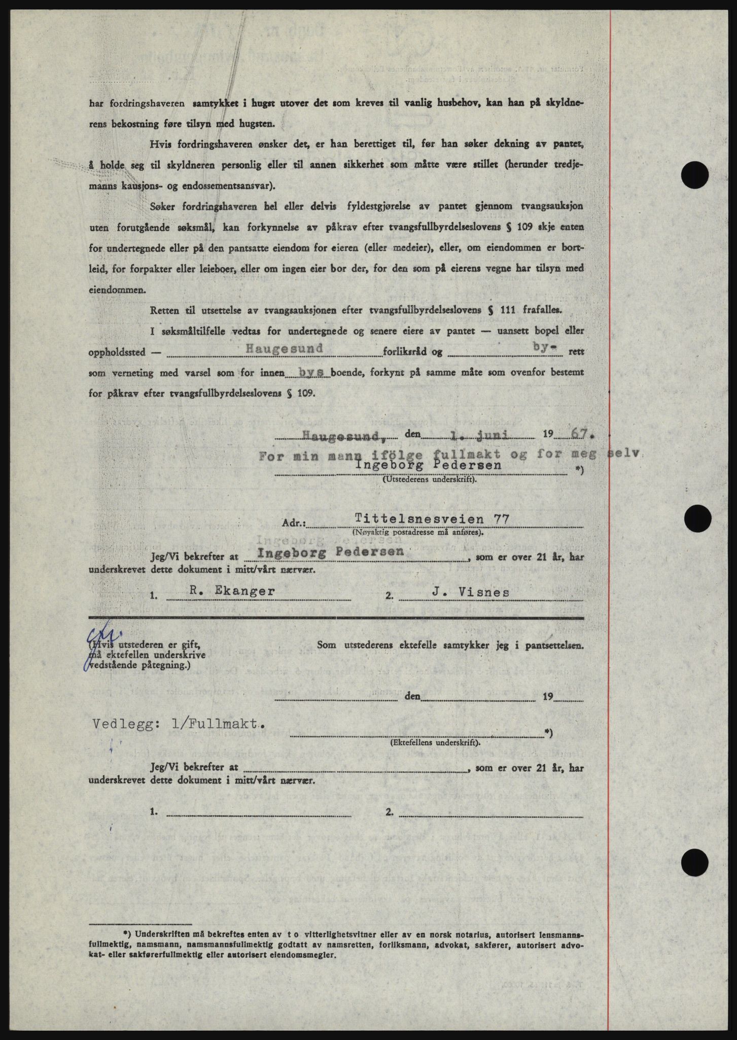 Haugesund tingrett, SAST/A-101415/01/II/IIC/L0056: Mortgage book no. B 56, 1966-1967, Diary no: : 1388/1967