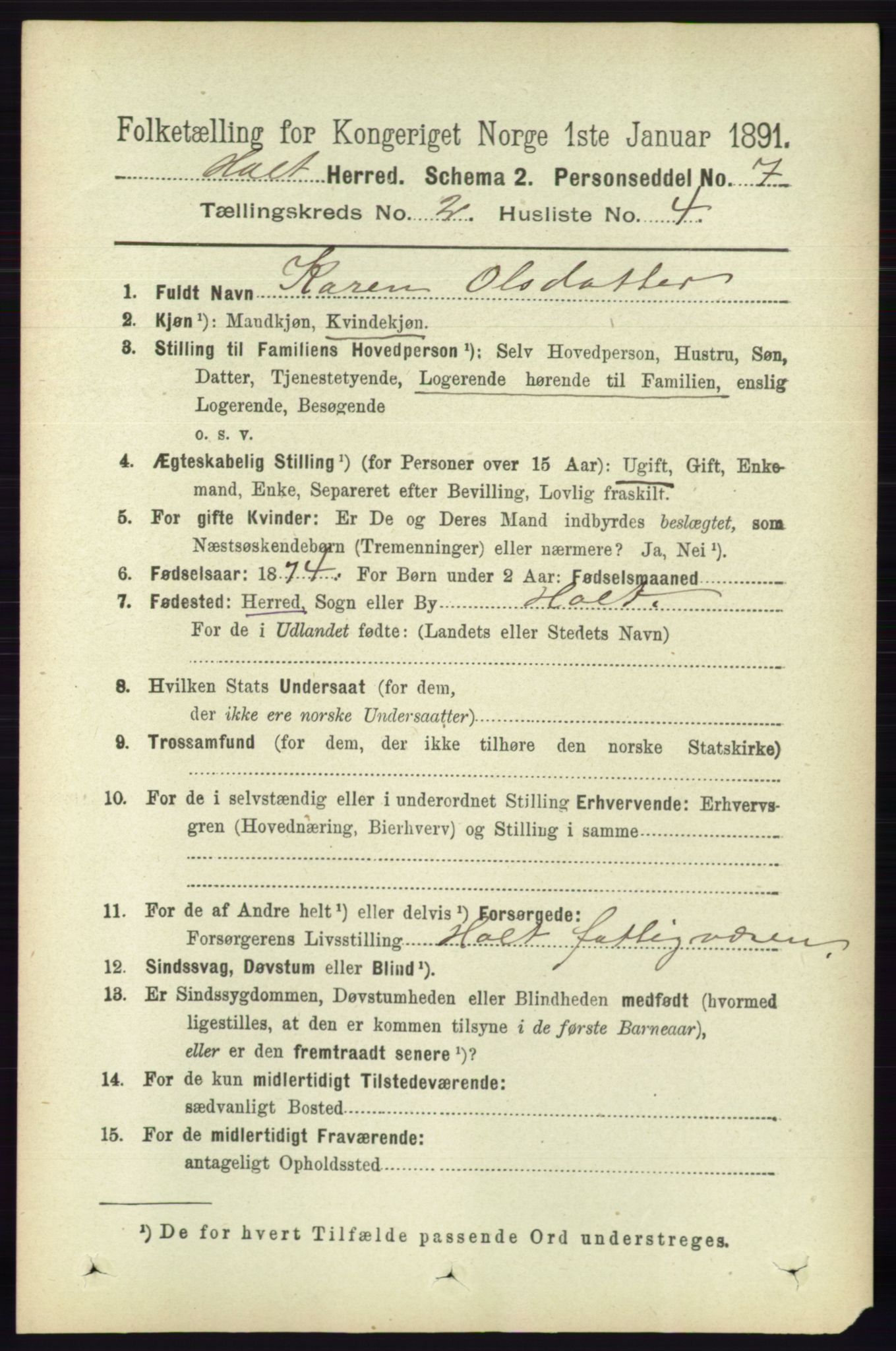 RA, 1891 census for 0914 Holt, 1891, p. 682