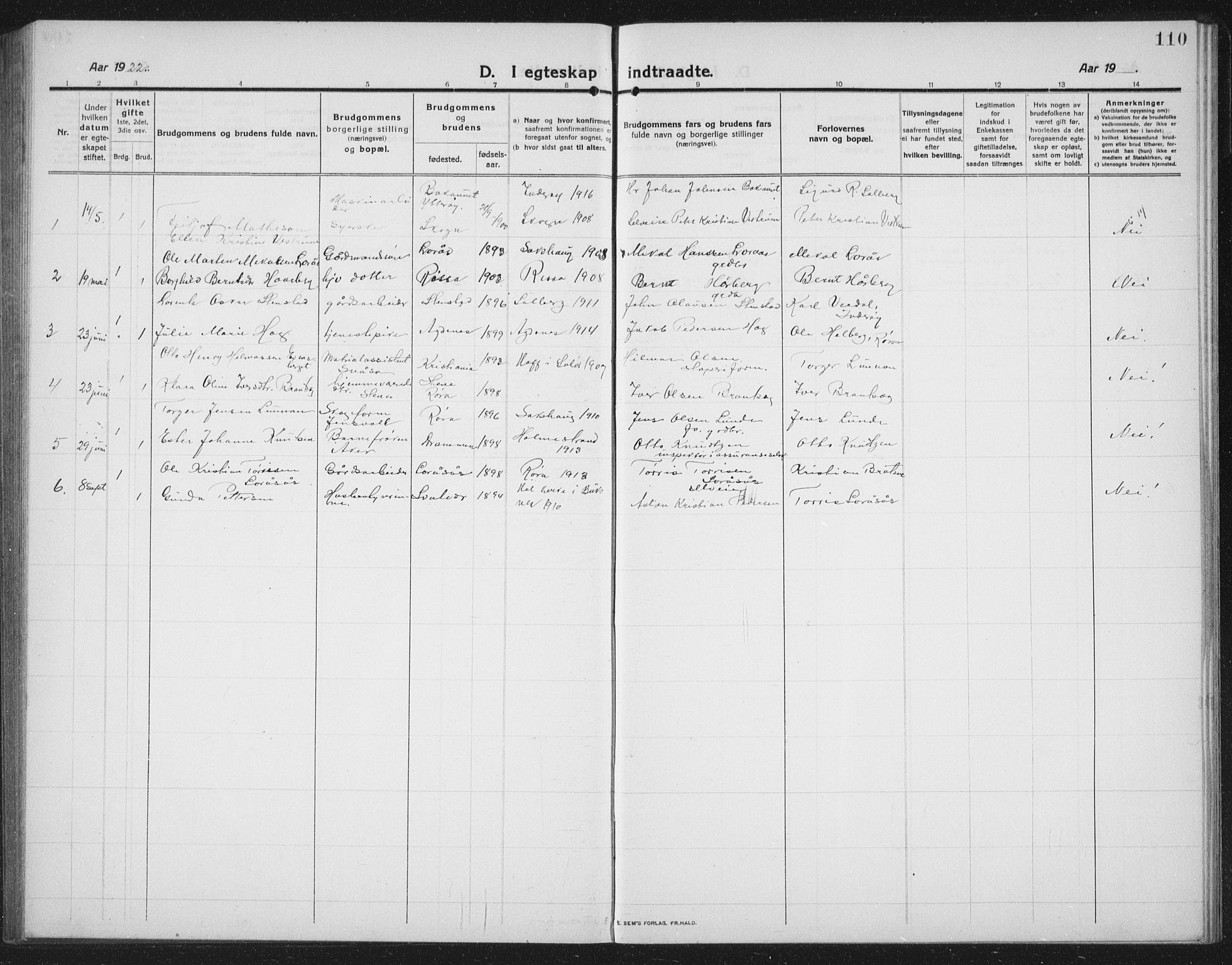 Ministerialprotokoller, klokkerbøker og fødselsregistre - Nord-Trøndelag, SAT/A-1458/731/L0312: Parish register (copy) no. 731C03, 1911-1935, p. 110