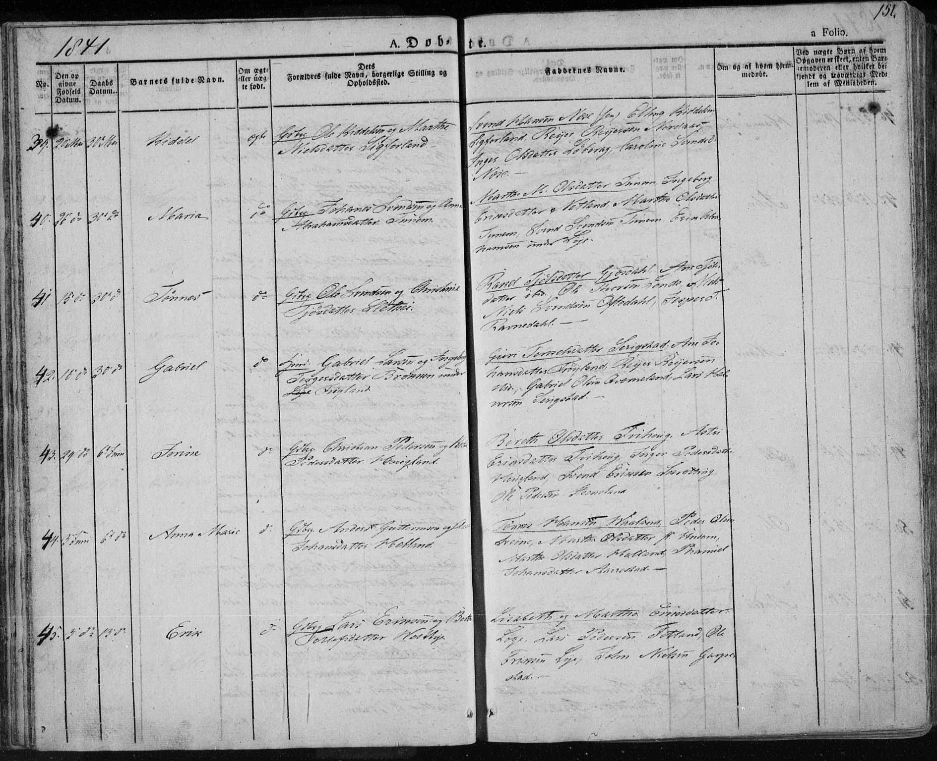 Lye sokneprestkontor, AV/SAST-A-101794/001/30BA/L0004: Parish register (official) no. A 4, 1826-1841, p. 151