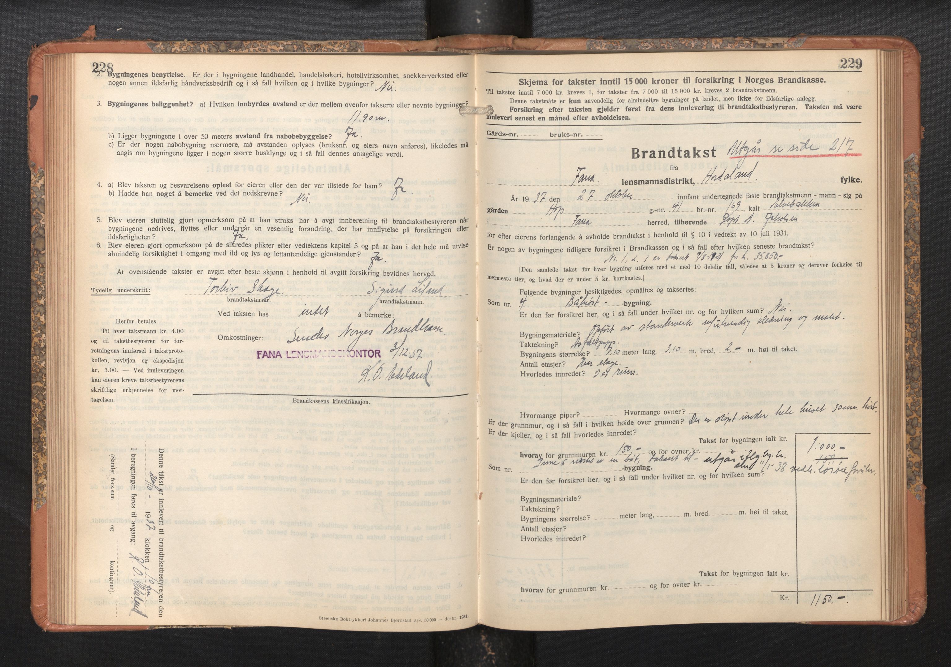 Lensmannen i Fana, AV/SAB-A-31801/0012/L0024: Branntakstprotokoll skjematakst, 1935-1948, p. 228-229