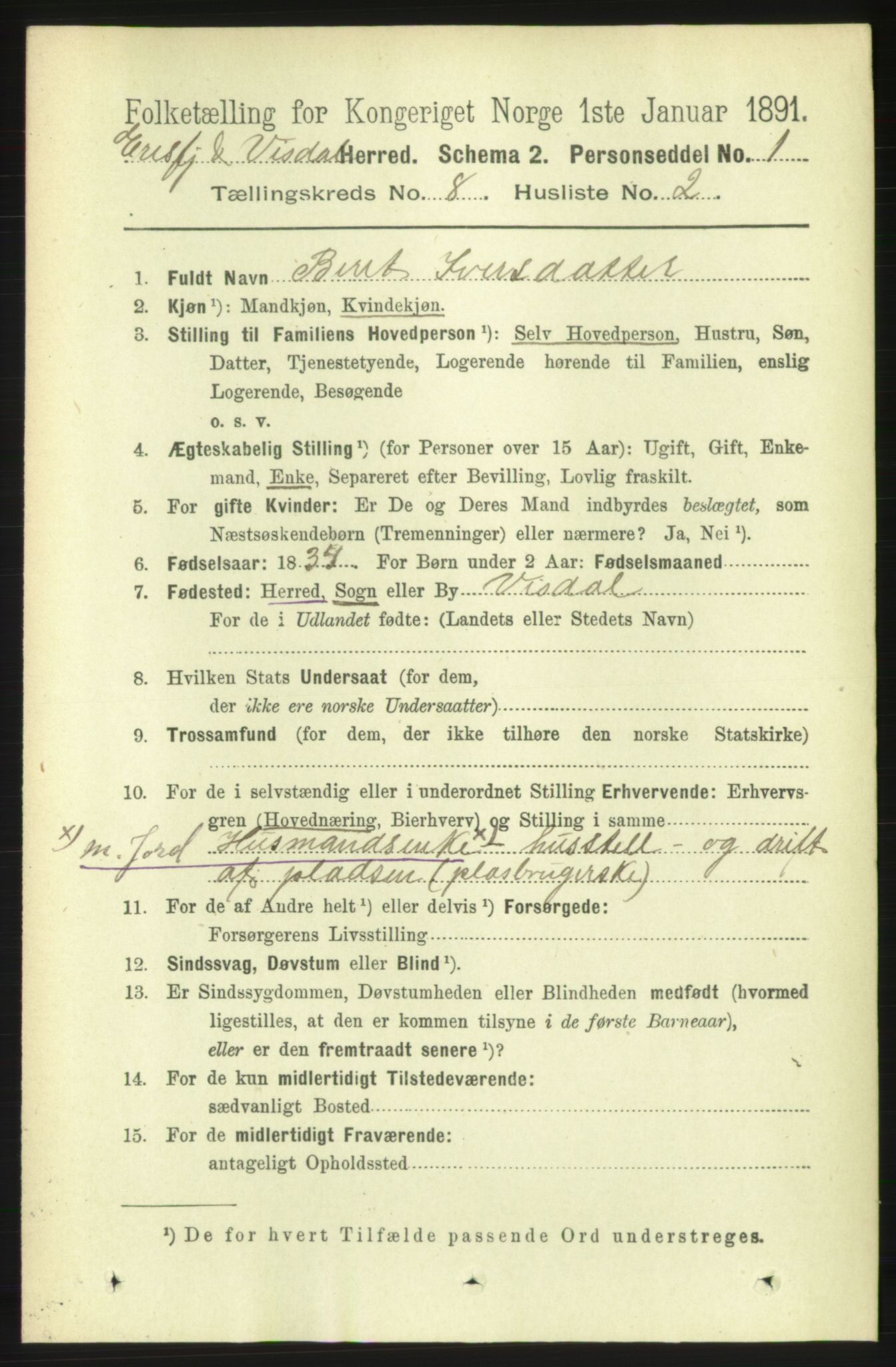 RA, 1891 census for 1542 Eresfjord og Vistdal, 1891, p. 2339