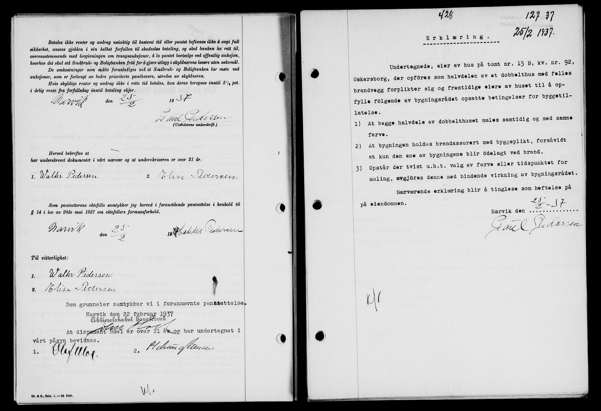 Narvik sorenskriveri, SAT/A-0002/1/2/2C/2Ca/L0011: Mortgage book no. 14, 1935-1937, Deed date: 25.02.1937