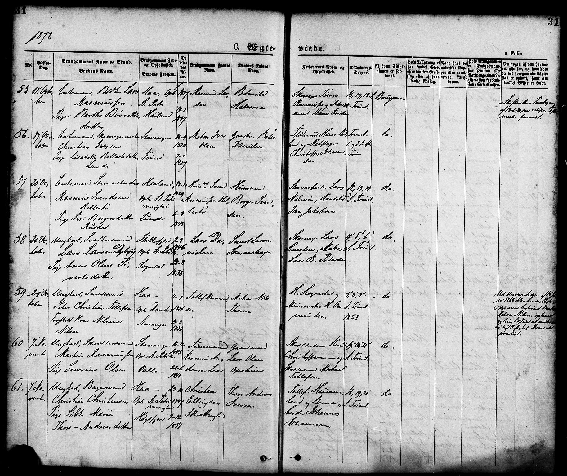 St. Petri sokneprestkontor, AV/SAST-A-101813/001/30/30BA/L0010: Parish register (official) no. A 10, 1869-1878, p. 31