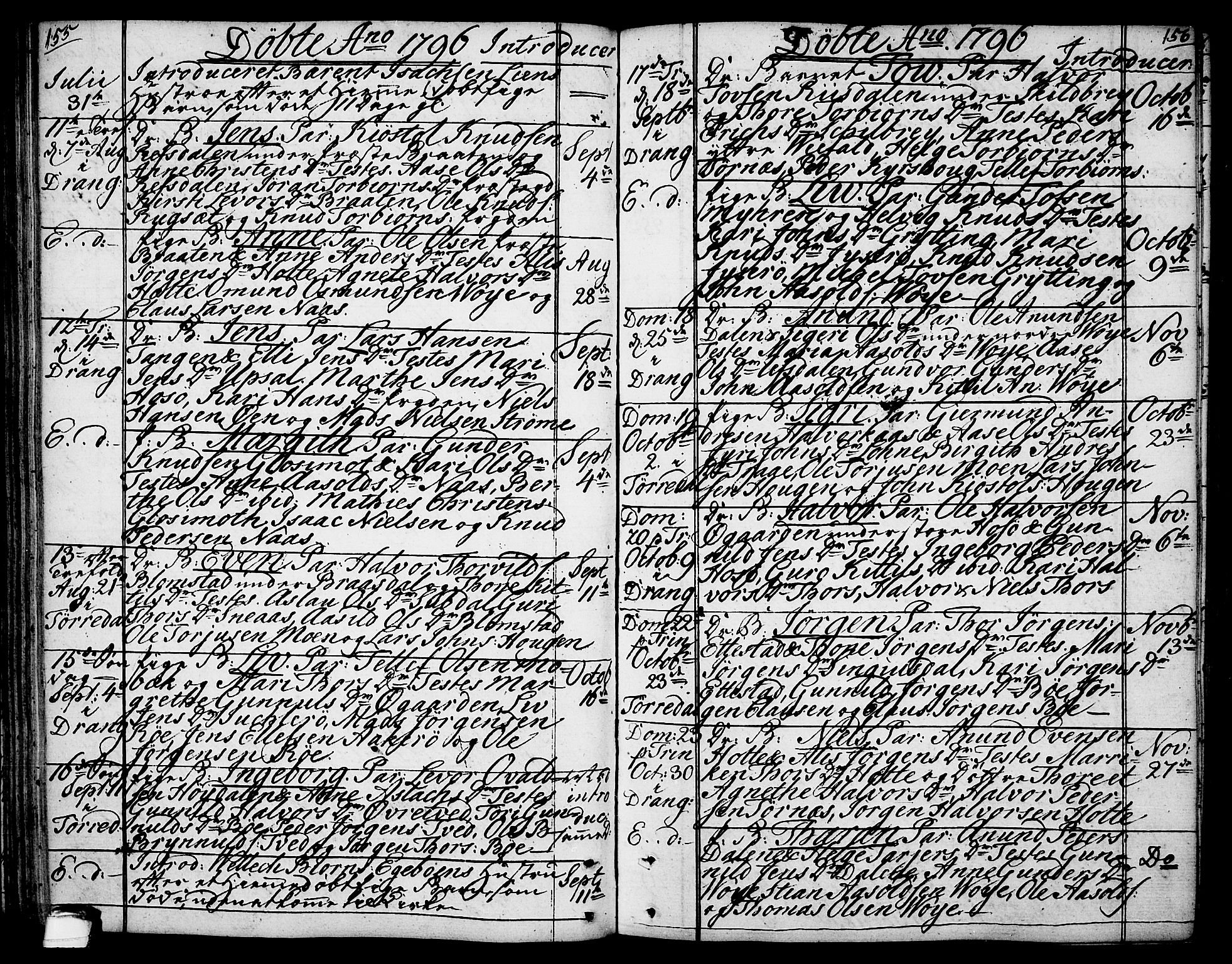 Drangedal kirkebøker, SAKO/A-258/F/Fa/L0003: Parish register (official) no. 3, 1768-1814, p. 155-156