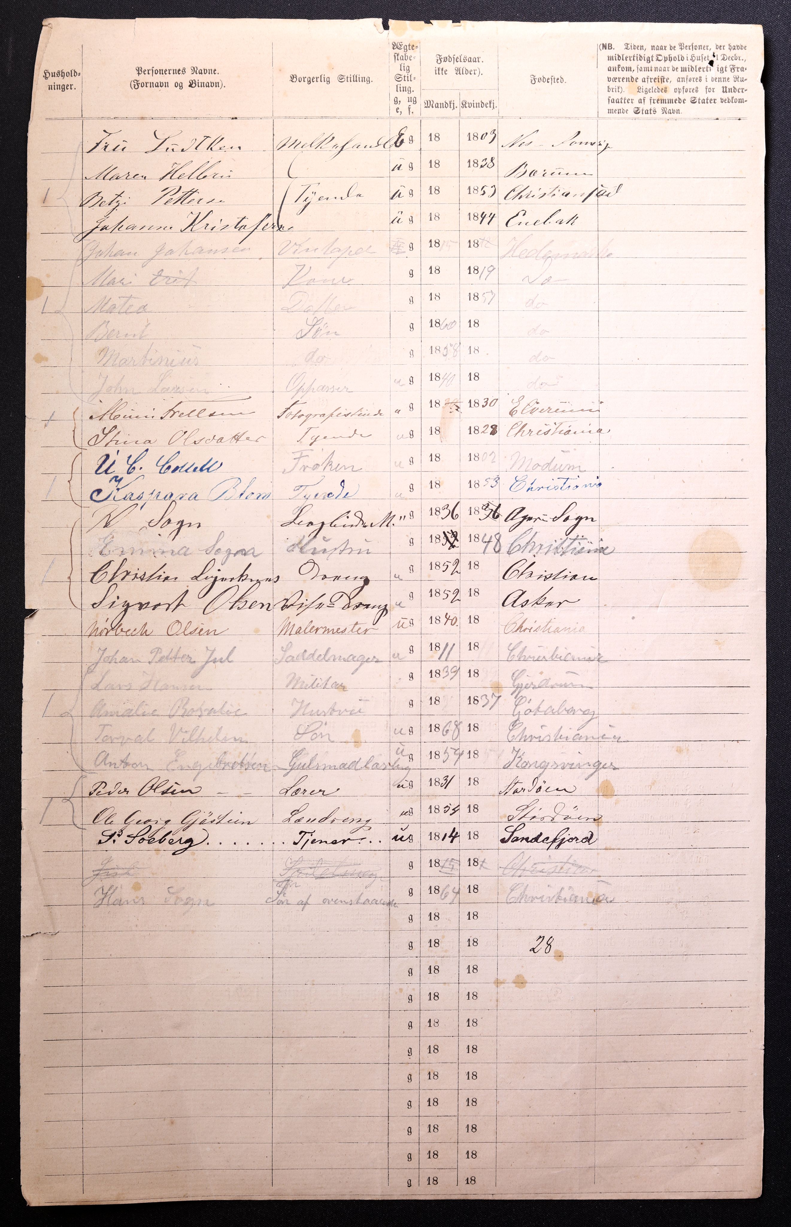 RA, 1870 census for 0301 Kristiania, 1870, p. 2513