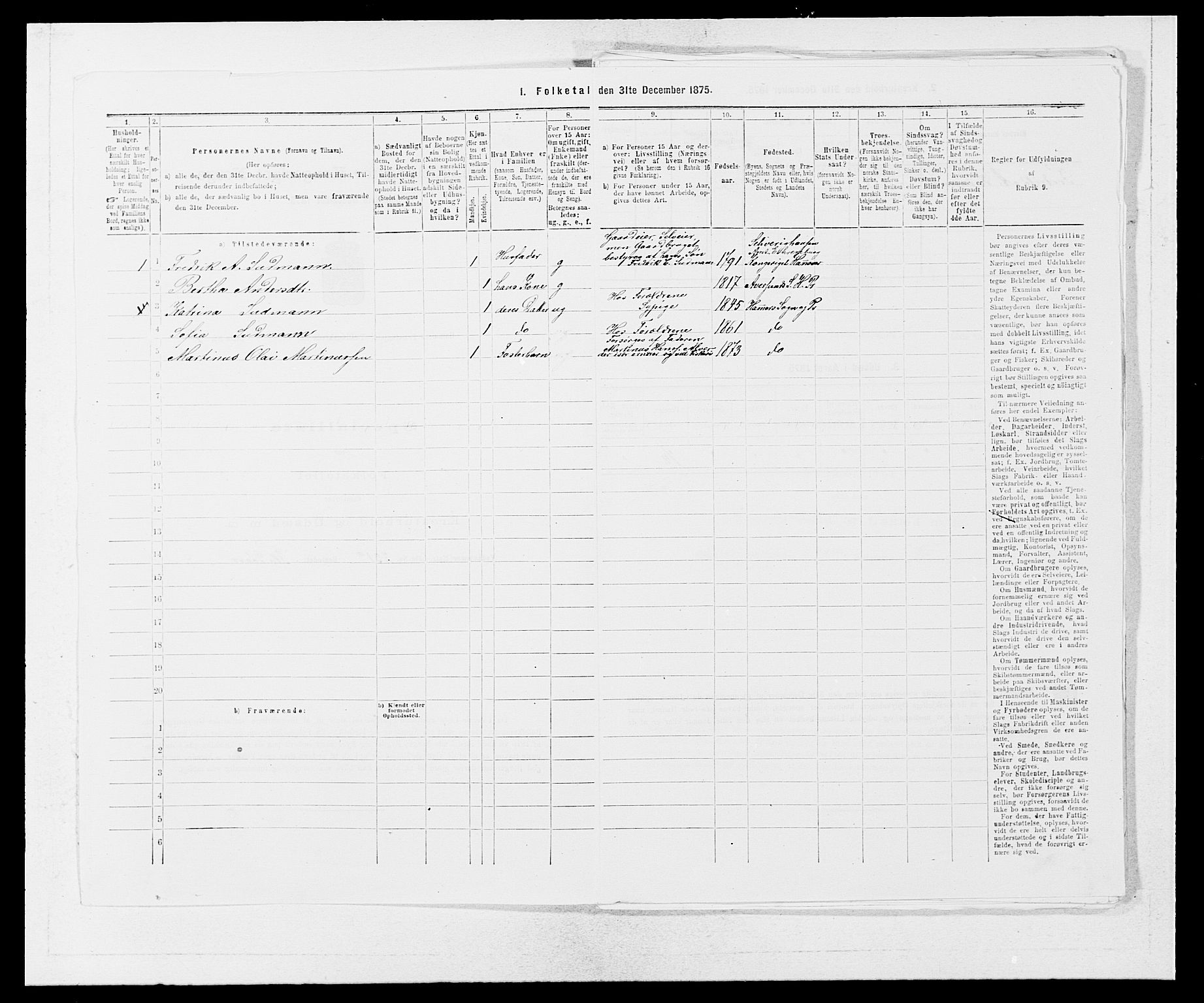 SAB, 1875 census for 1254P Hamre, 1875, p. 721