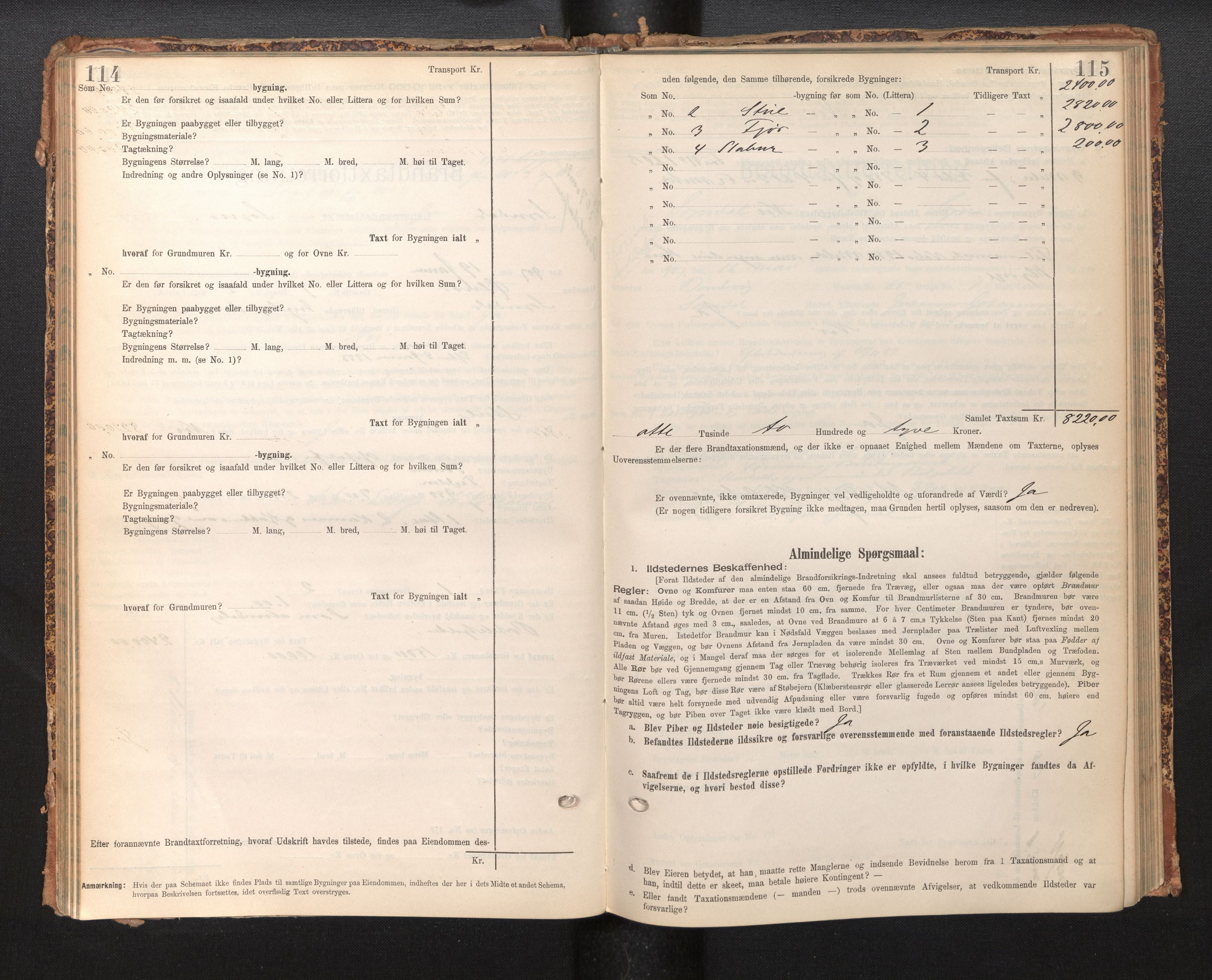 Lensmannen i Sogndal, SAB/A-29901/0012/L0009: Branntakstprotokoll, skjematakst, 1901-1914, p. 114-115