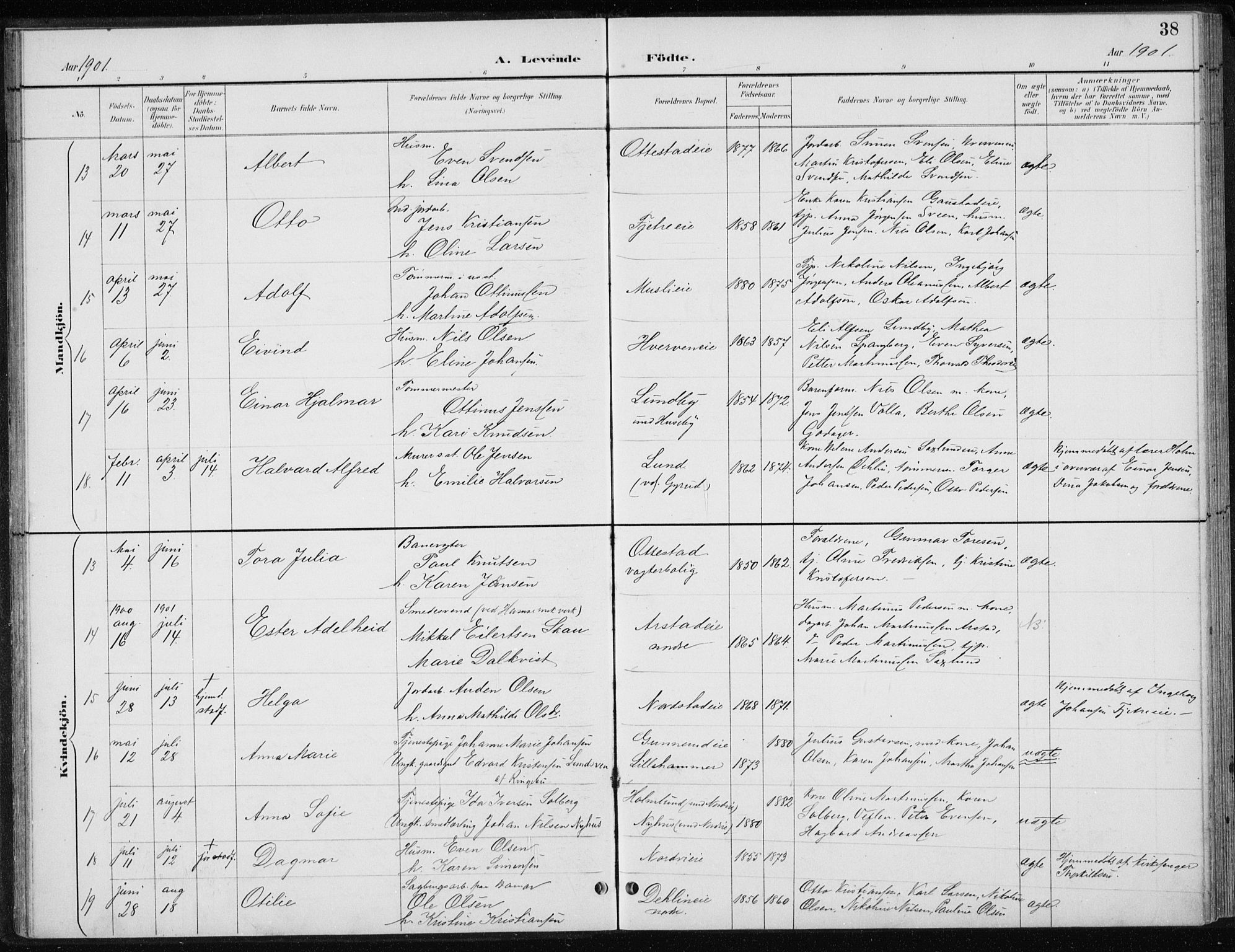 Stange prestekontor, AV/SAH-PREST-002/L/L0010: Parish register (copy) no. 10, 1894-1905, p. 38