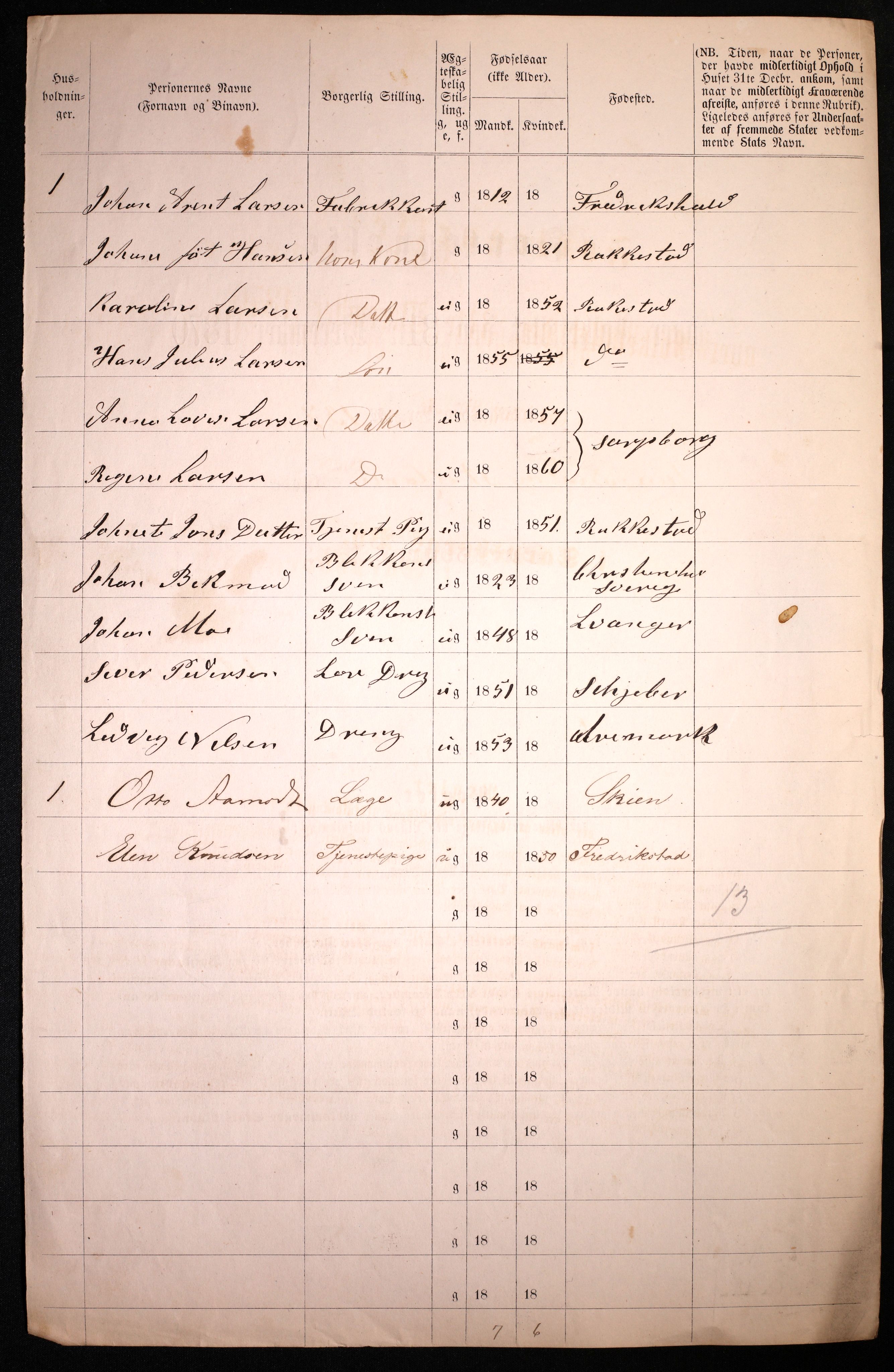 RA, 1870 census for 0102 Sarpsborg, 1870, p. 480