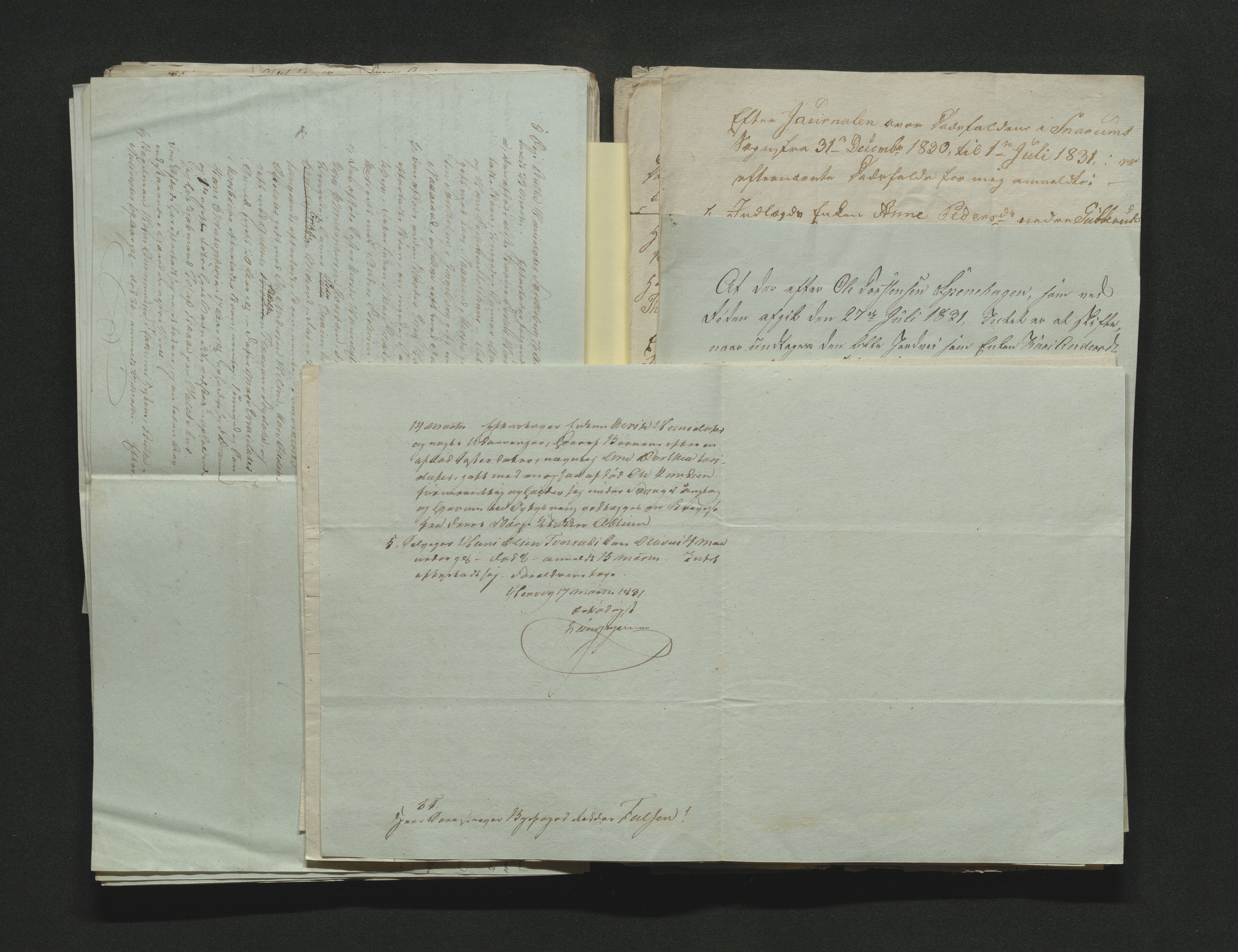 Eiker, Modum og Sigdal sorenskriveri, AV/SAKO-A-123/H/Ha/Hab/L0003: Dødsfallsmeldinger, 1830-1833