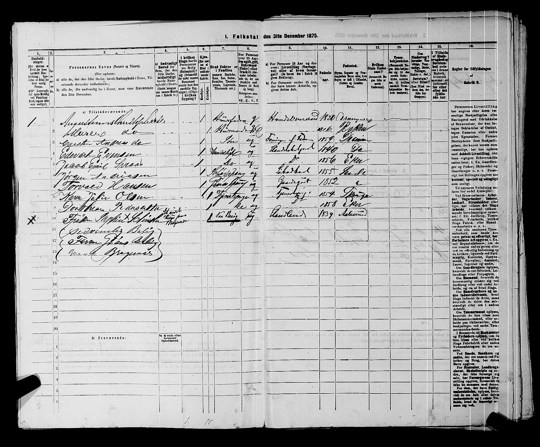 SAKO, 1875 census for 0602 Drammen, 1875, p. 184