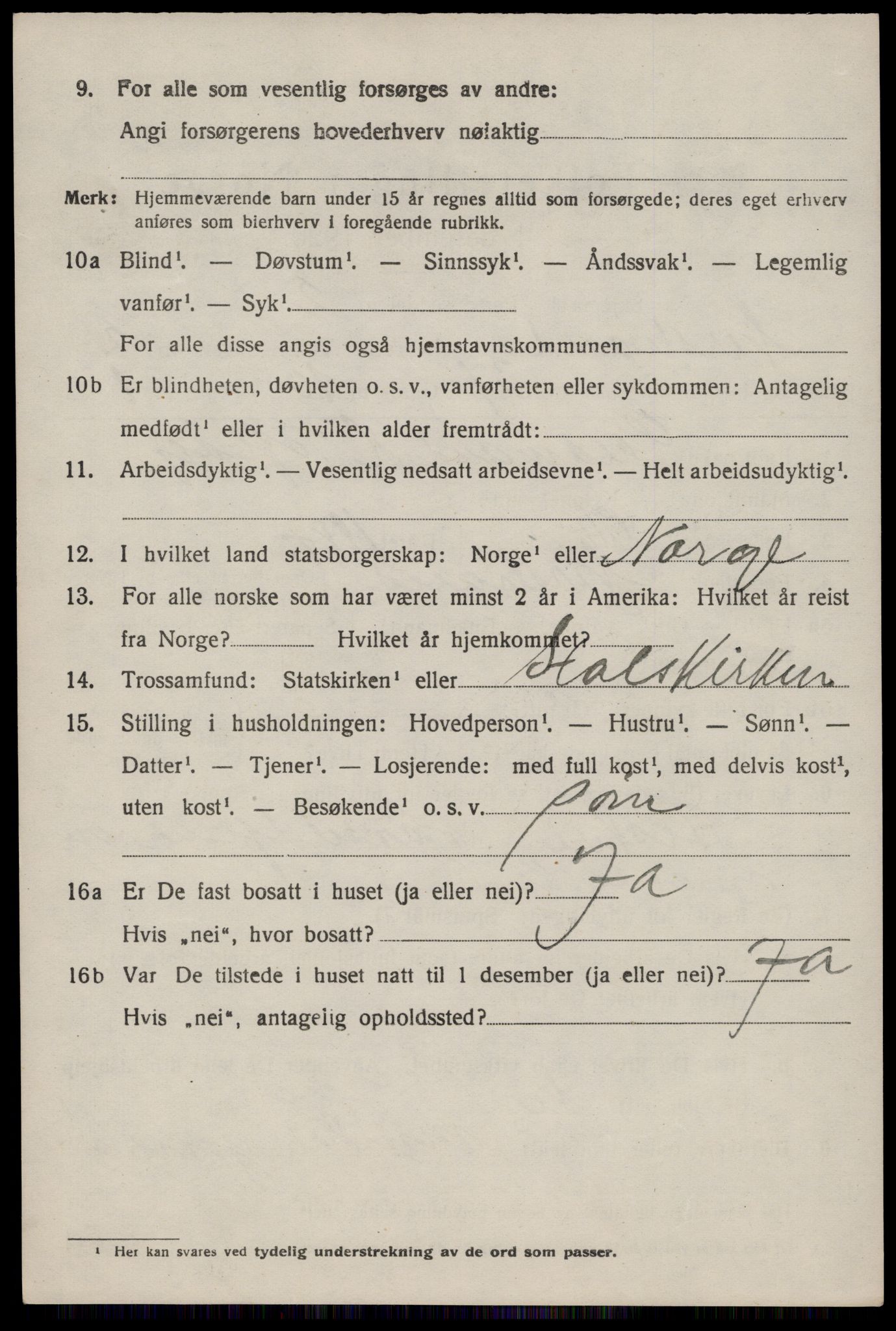 SAST, 1920 census for Nedstrand, 1920, p. 1356