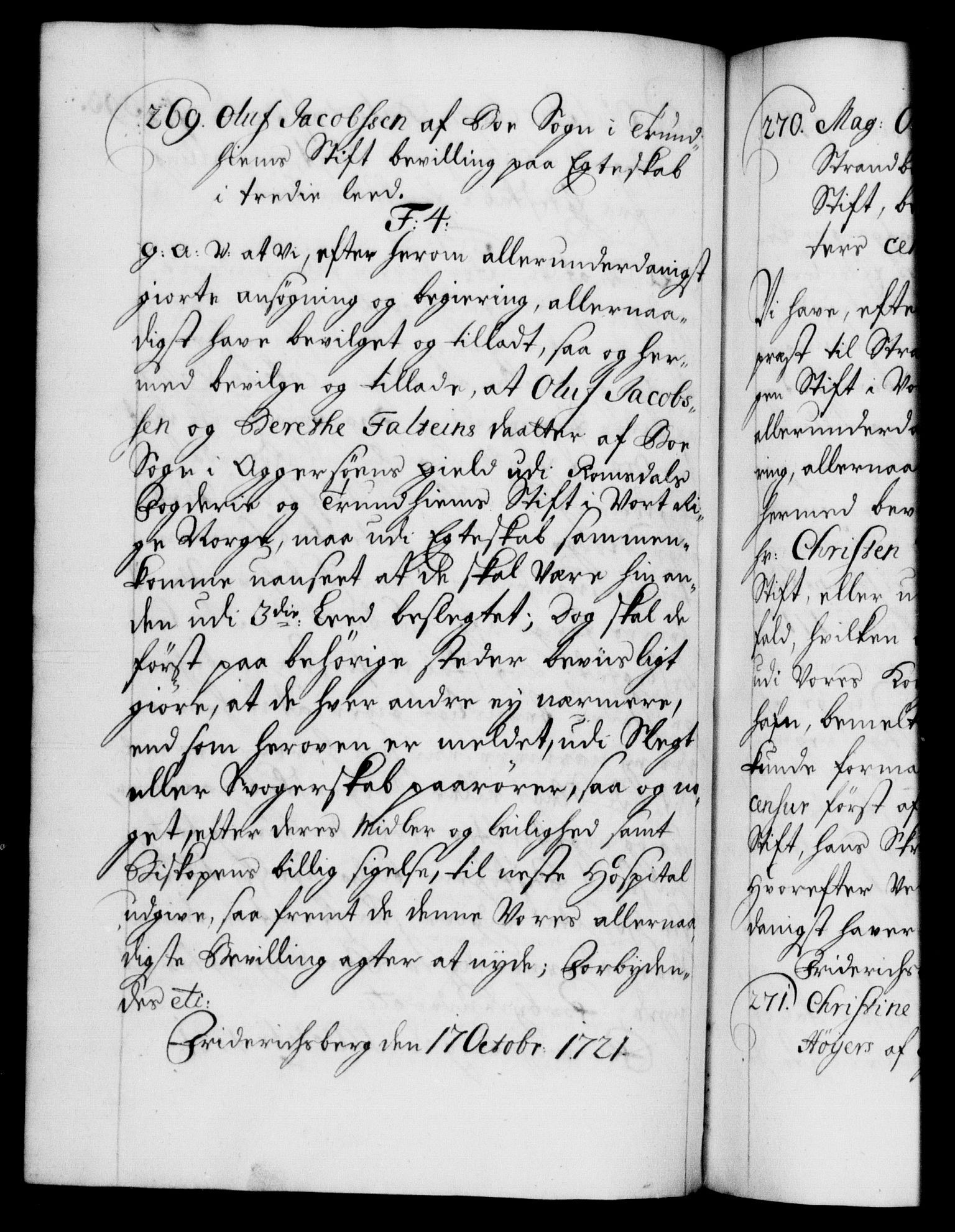 Danske Kanselli 1572-1799, AV/RA-EA-3023/F/Fc/Fca/Fcaa/L0023: Norske registre, 1720-1722, p. 393b