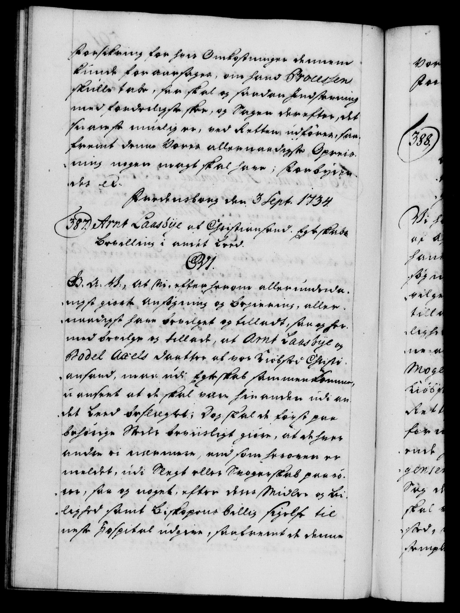 Danske Kanselli 1572-1799, AV/RA-EA-3023/F/Fc/Fca/Fcaa/L0028: Norske registre, 1733-1734, p. 591b