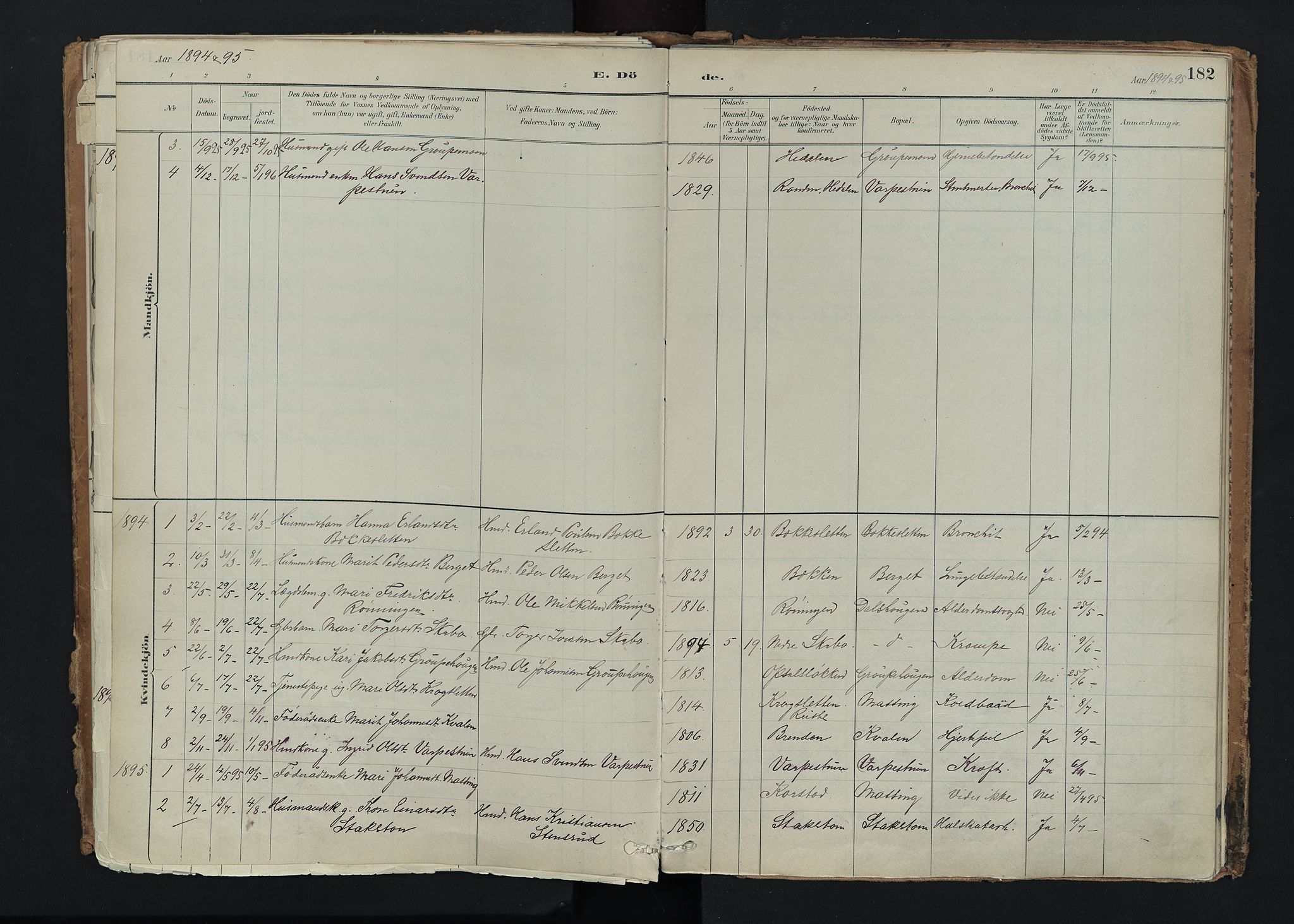 Nord-Fron prestekontor, SAH/PREST-080/H/Ha/Haa/L0005: Parish register (official) no. 5, 1884-1914, p. 182