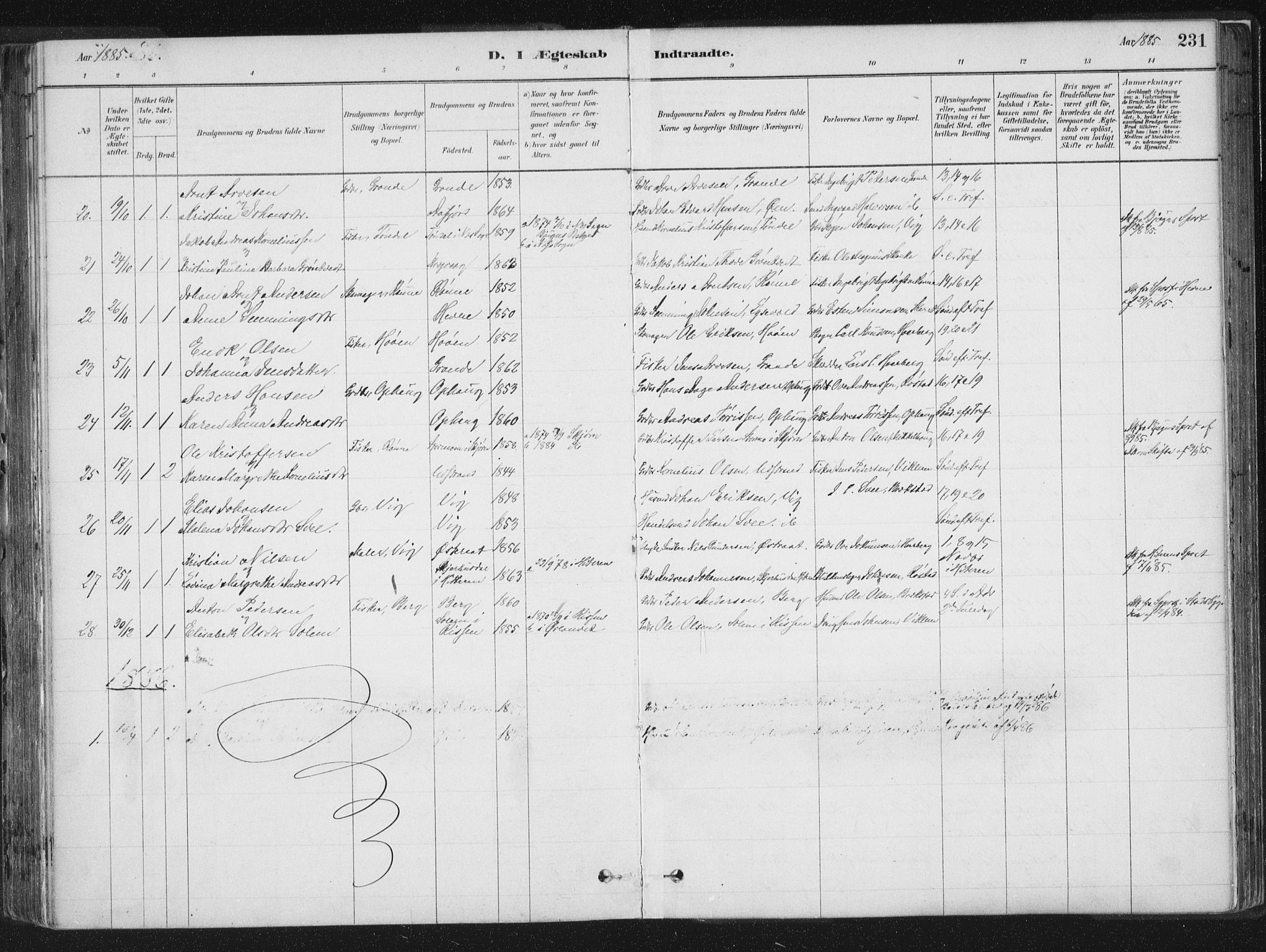 Ministerialprotokoller, klokkerbøker og fødselsregistre - Sør-Trøndelag, SAT/A-1456/659/L0739: Parish register (official) no. 659A09, 1879-1893, p. 231