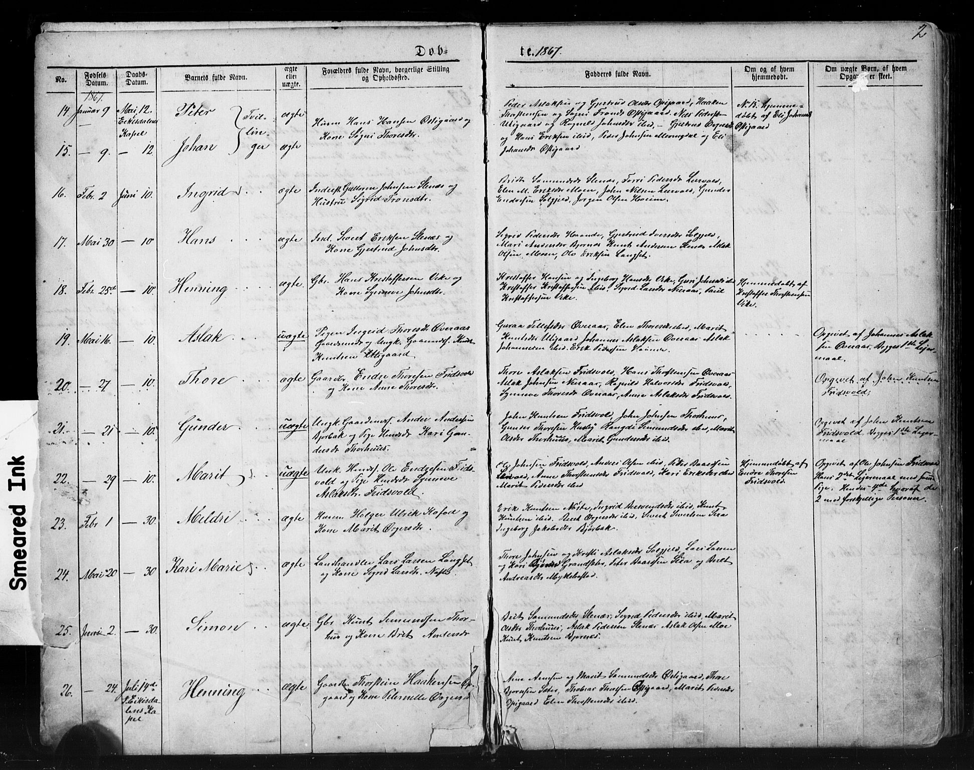 Ministerialprotokoller, klokkerbøker og fødselsregistre - Møre og Romsdal, SAT/A-1454/552/L0638: Parish register (copy) no. 552C01, 1867-1902, p. 2