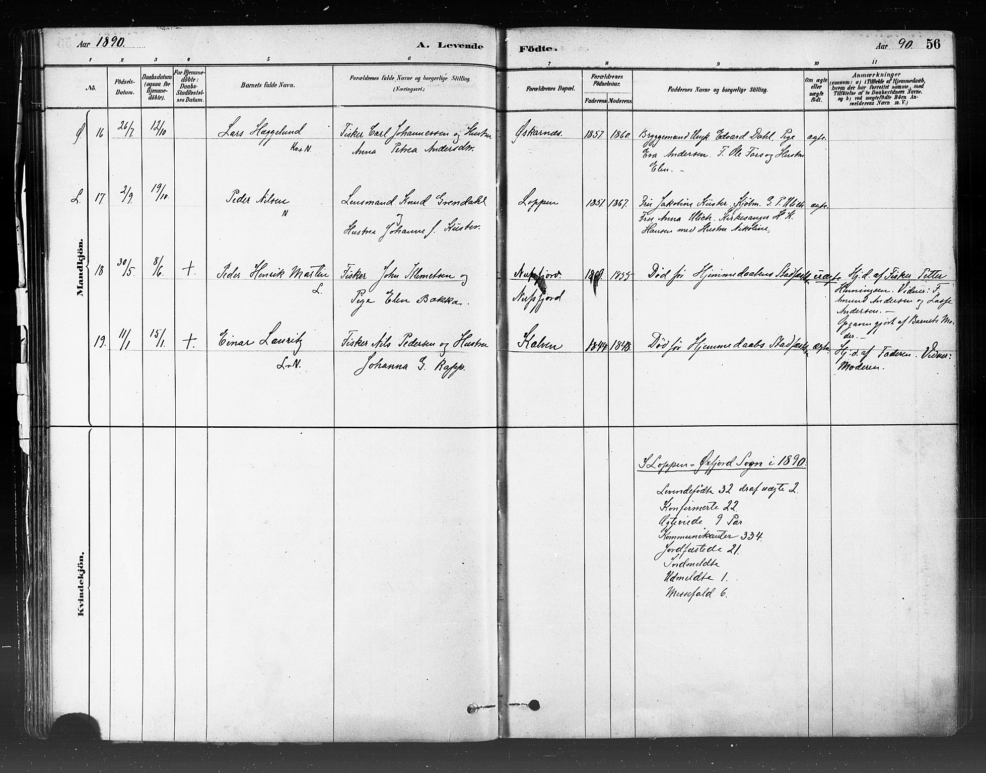 Loppa sokneprestkontor, SATØ/S-1339/H/Ha/L0006kirke: Parish register (official) no. 6, 1879-1895, p. 56