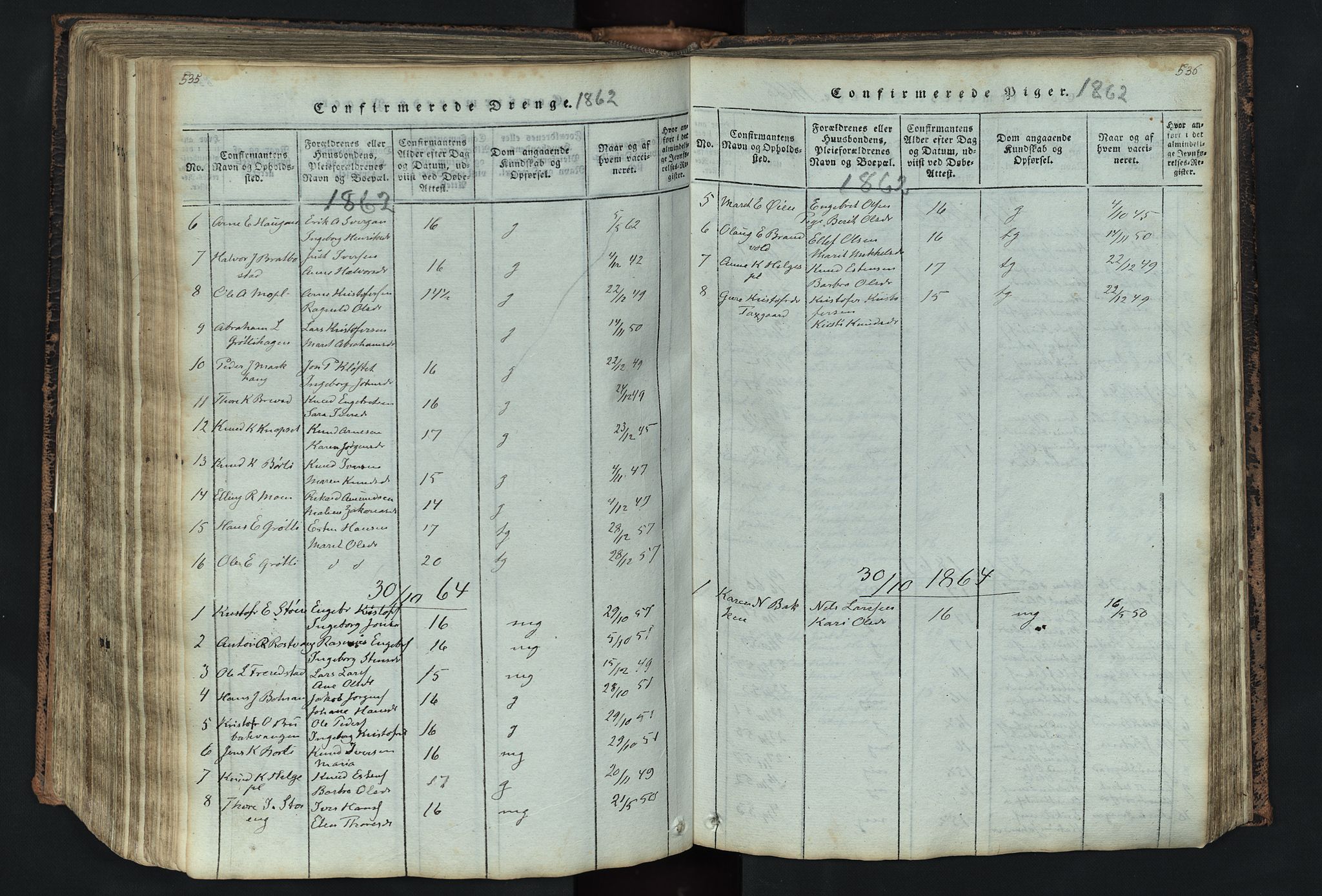 Kvikne prestekontor, SAH/PREST-064/H/Ha/Hab/L0001: Parish register (copy) no. 1, 1815-1895, p. 535-536