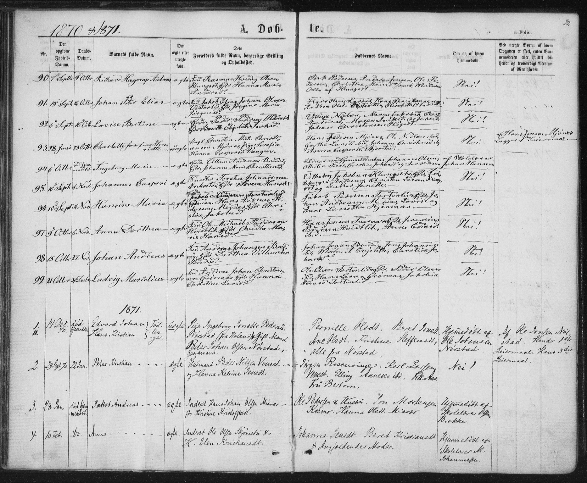 Ministerialprotokoller, klokkerbøker og fødselsregistre - Nordland, SAT/A-1459/852/L0739: Parish register (official) no. 852A09, 1866-1877, p. 32