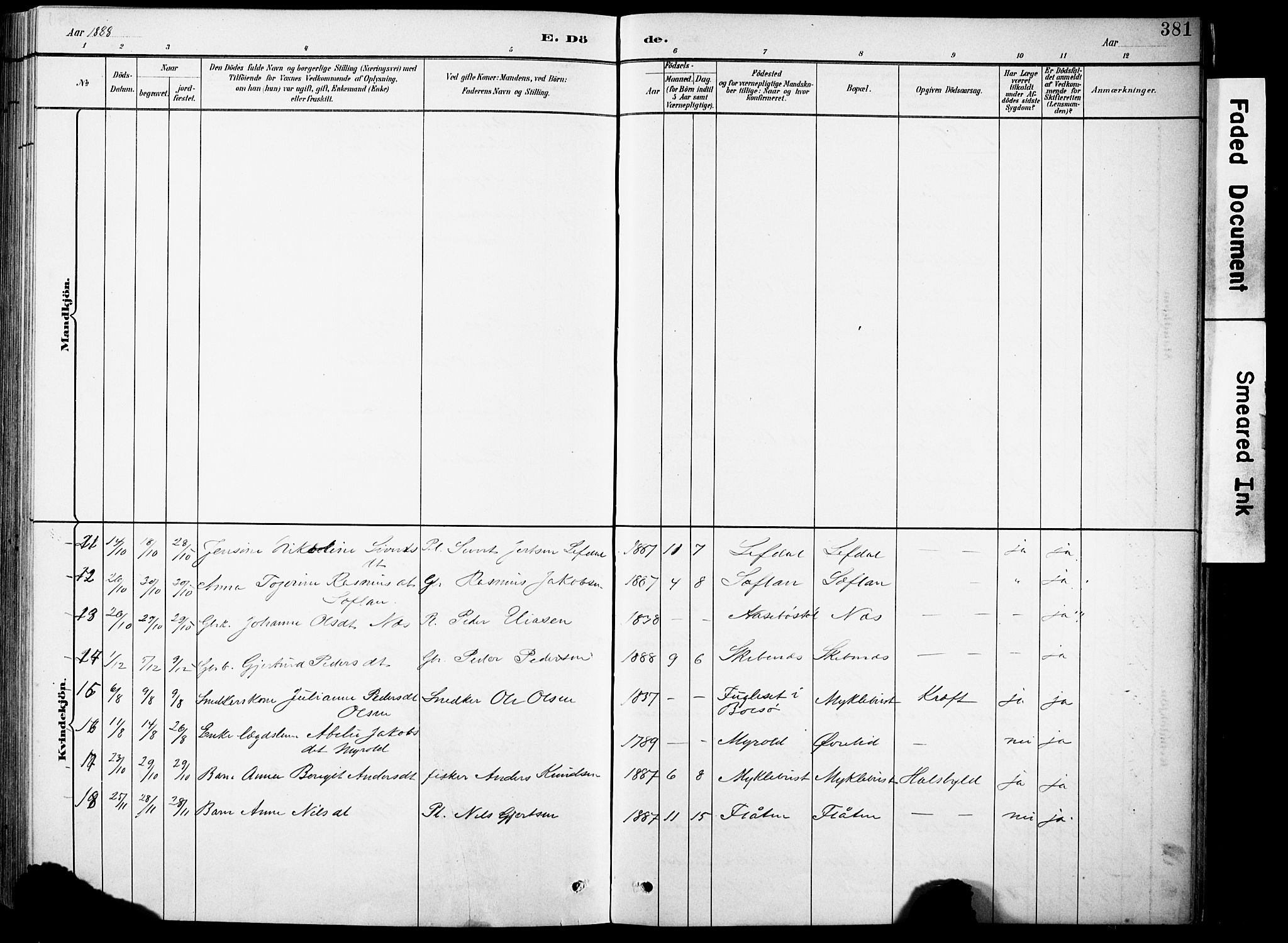 Eid sokneprestembete, AV/SAB-A-82301/H/Hab/Habb/L0002: Parish register (copy) no. B 2, 1882-1907, p. 381