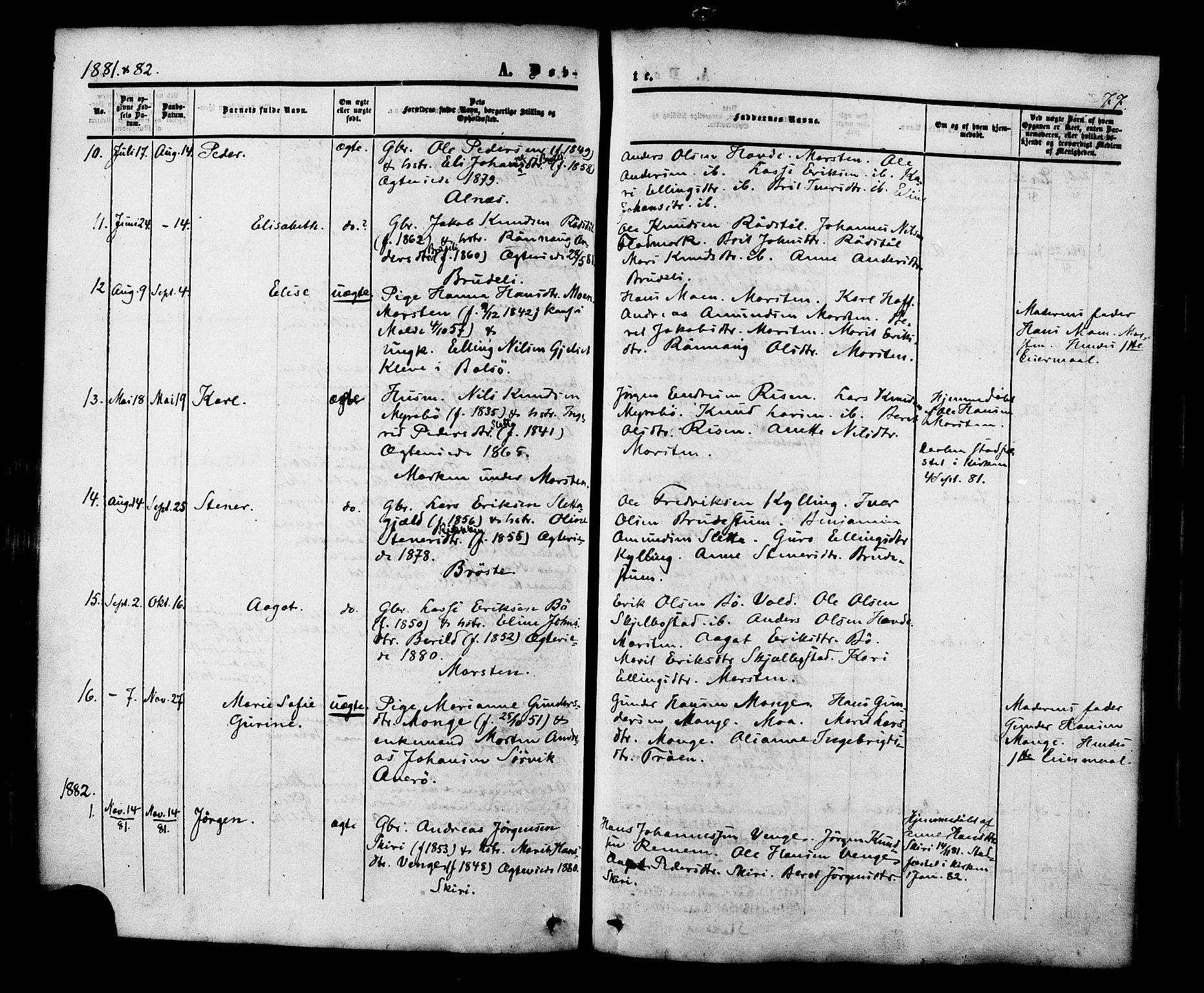 Ministerialprotokoller, klokkerbøker og fødselsregistre - Møre og Romsdal, SAT/A-1454/546/L0594: Parish register (official) no. 546A02, 1854-1882, p. 77