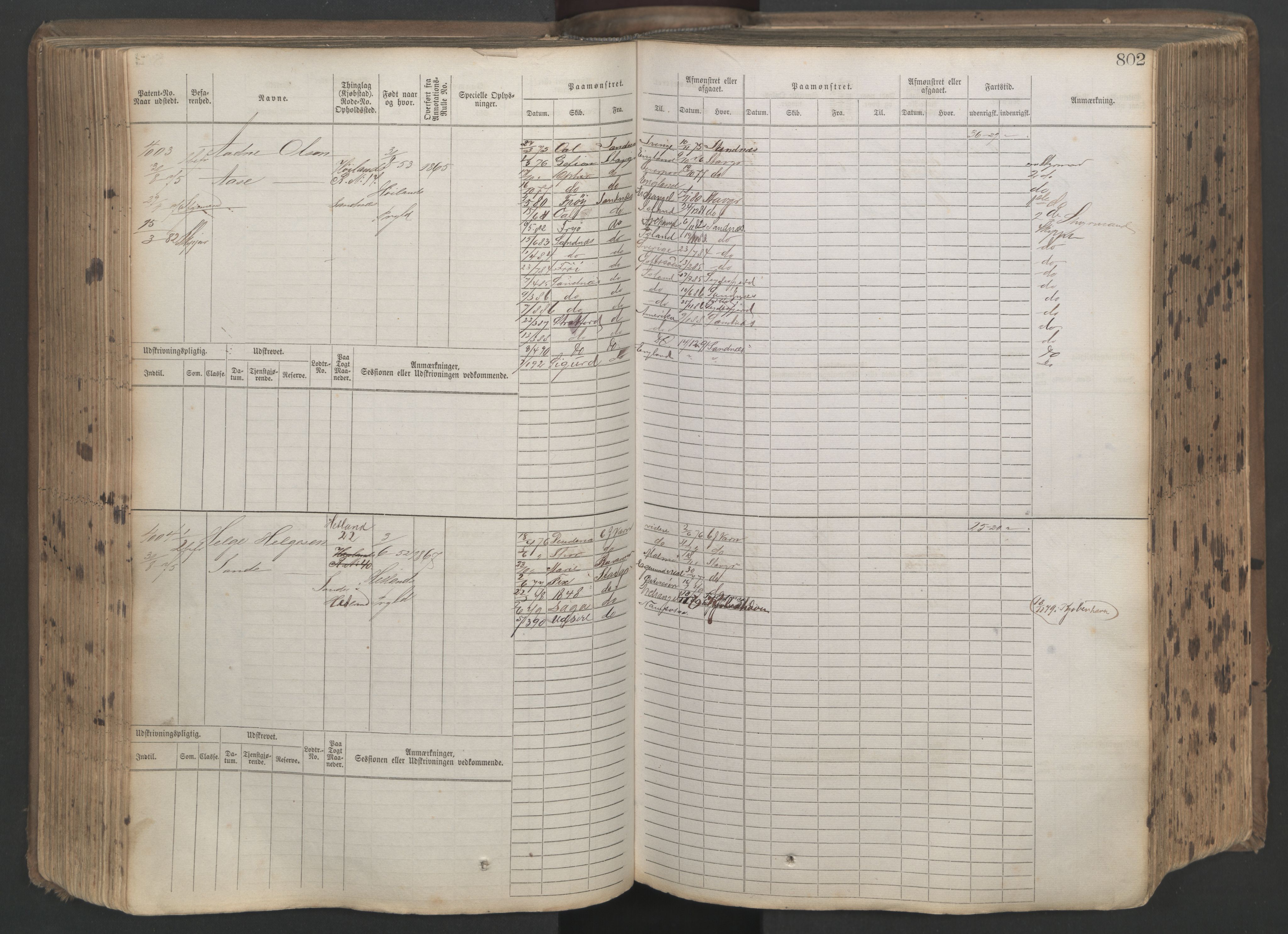 Stavanger sjømannskontor, AV/SAST-A-102006/F/Fb/Fbb/L0019: Sjøfartshovedrulle patnentnr. 3603-4803 (dublett), 1875, p. 205