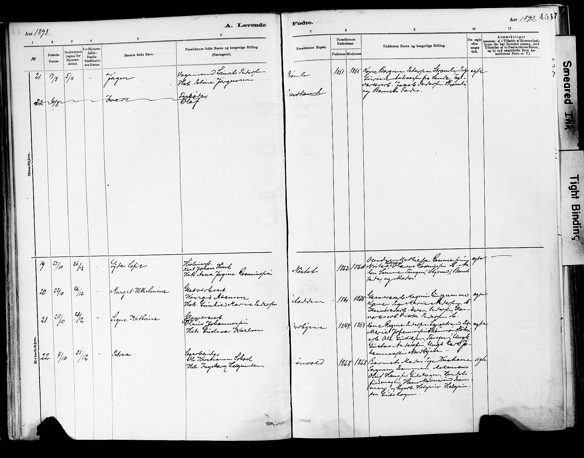 Strømsgodset kirkebøker, AV/SAKO-A-324/F/Fa/L0001: Parish register (official) no. 1, 1885-1909, p. 45