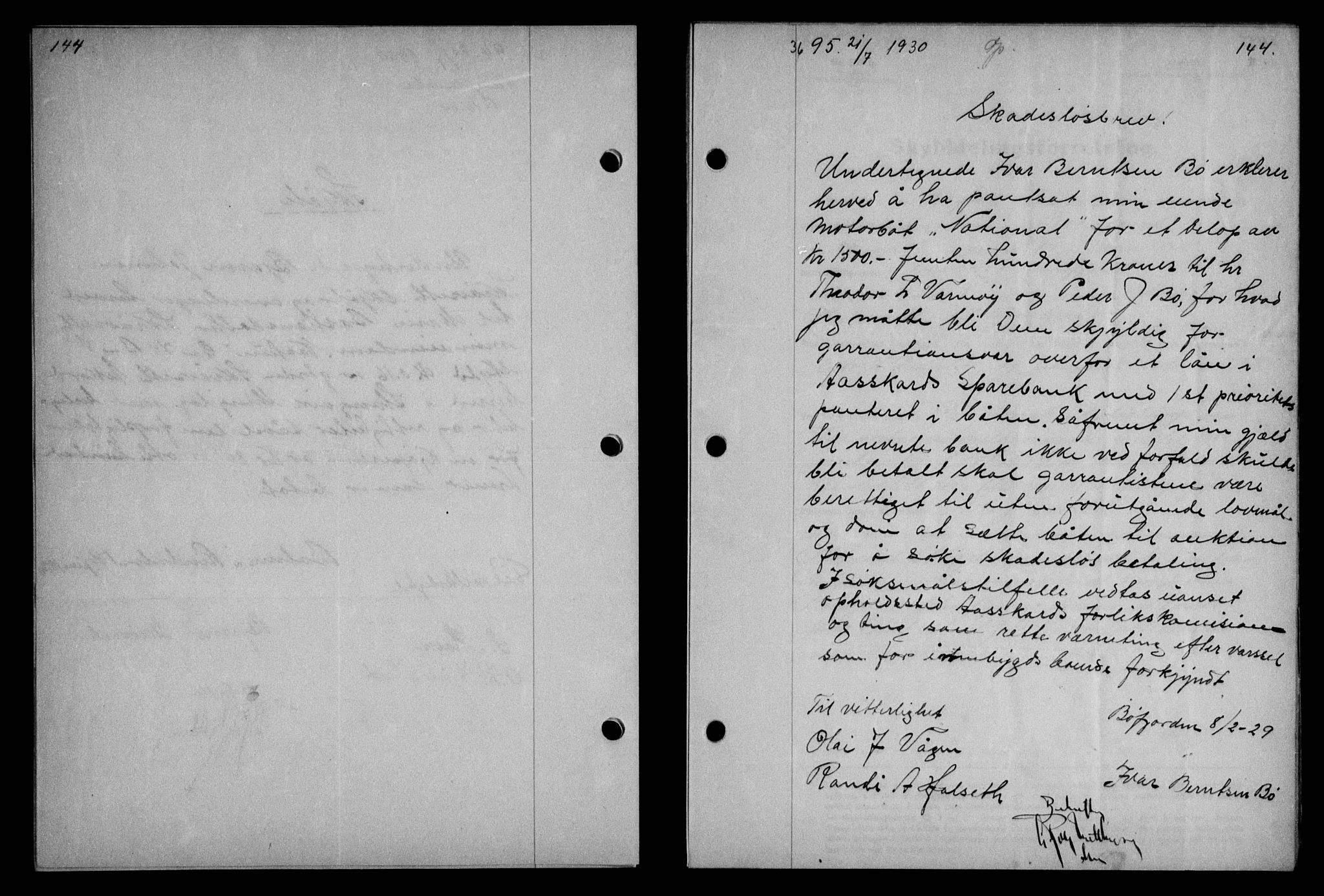 Nordmøre sorenskriveri, AV/SAT-A-4132/1/2/2Ca/L0070: Mortgage book no. 60, 1930-1930, Deed date: 21.07.1930