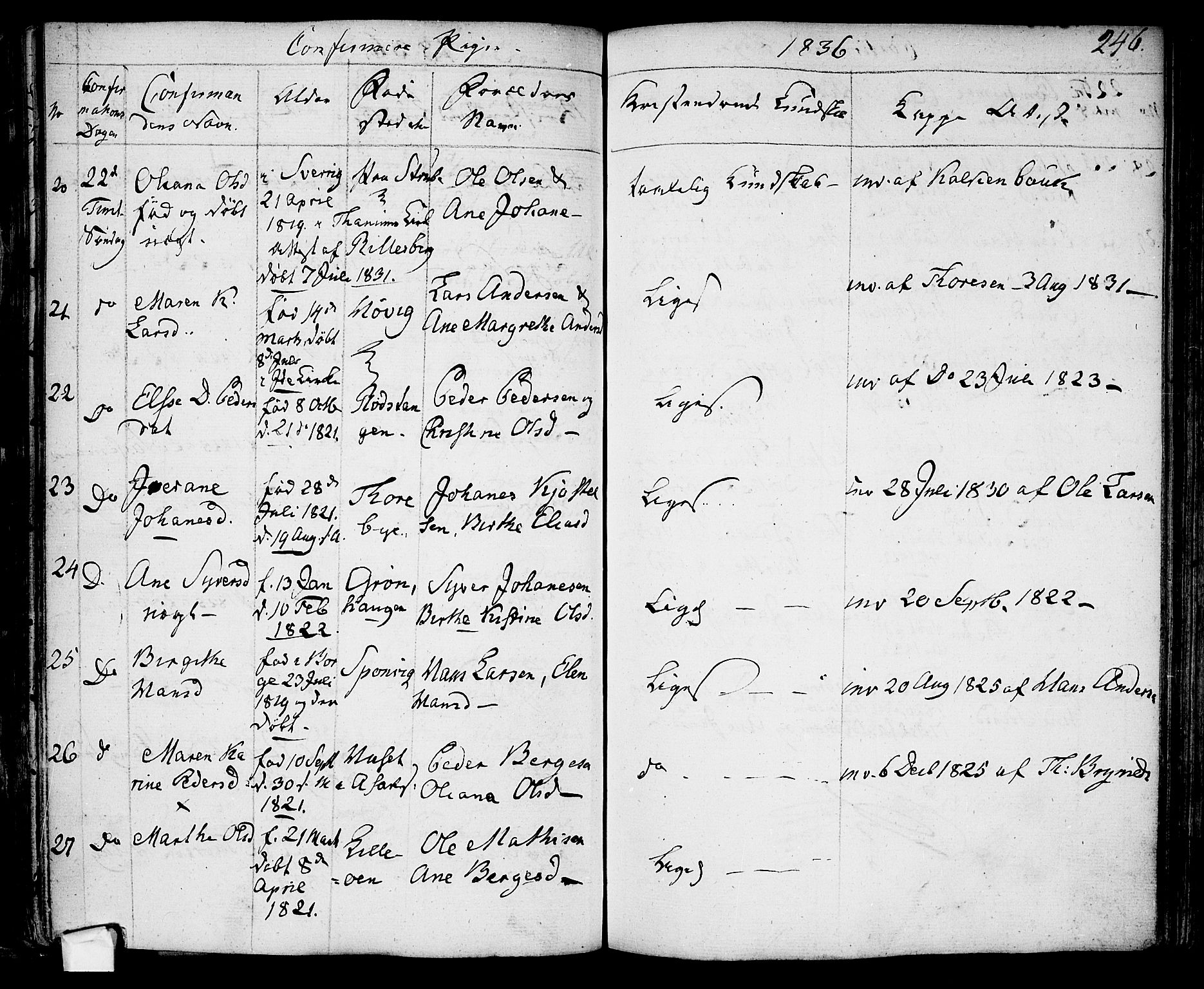 Berg prestekontor Kirkebøker, SAO/A-10902/F/Fa/L0003: Parish register (official) no. I 3, 1832-1842, p. 246