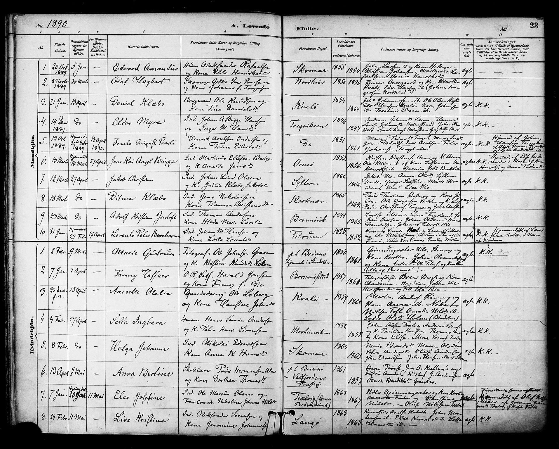 Ministerialprotokoller, klokkerbøker og fødselsregistre - Nordland, SAT/A-1459/813/L0200: Parish register (official) no. 813A10, 1886-1900, p. 23