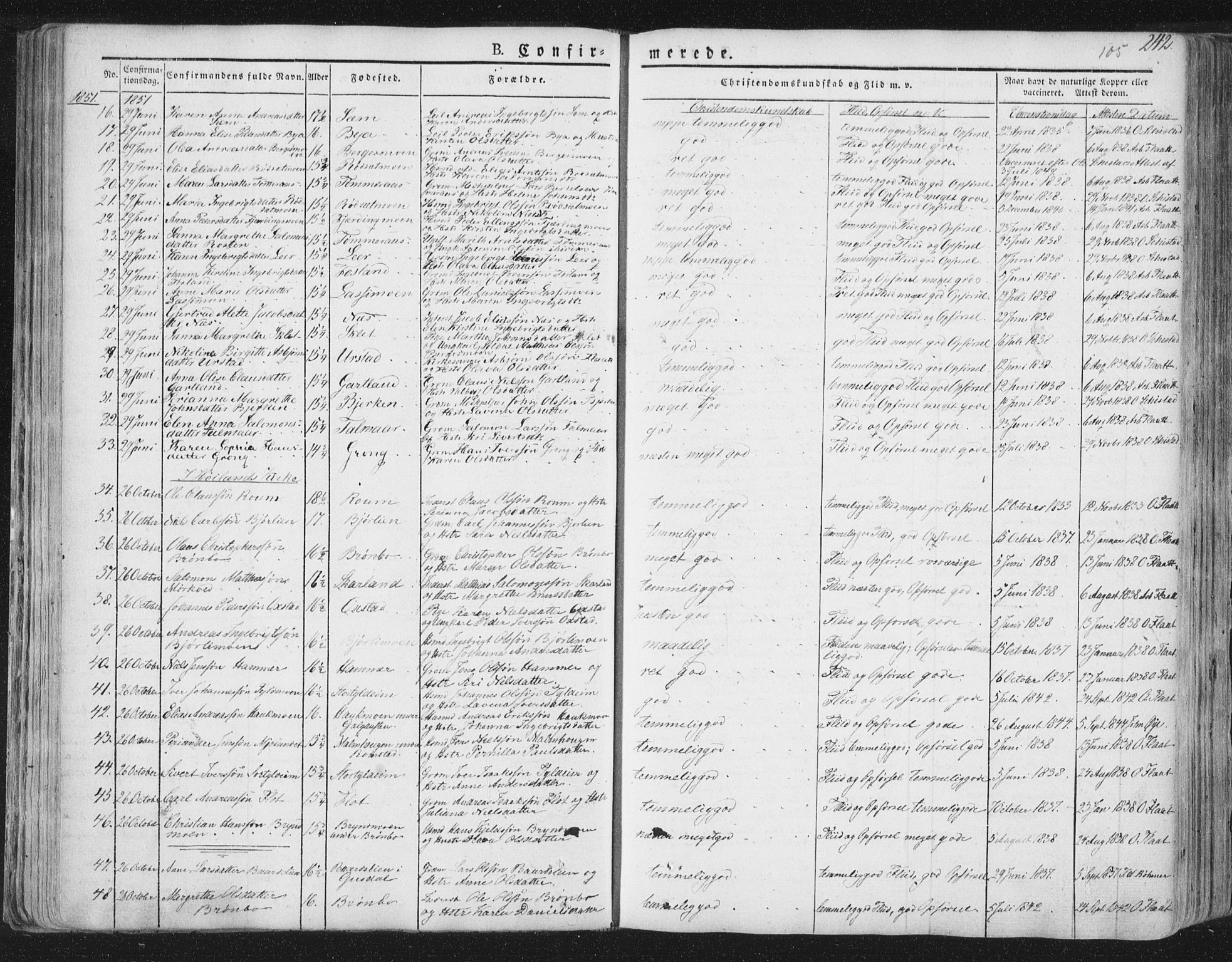 Ministerialprotokoller, klokkerbøker og fødselsregistre - Nord-Trøndelag, SAT/A-1458/758/L0513: Parish register (official) no. 758A02 /1, 1839-1868, p. 105
