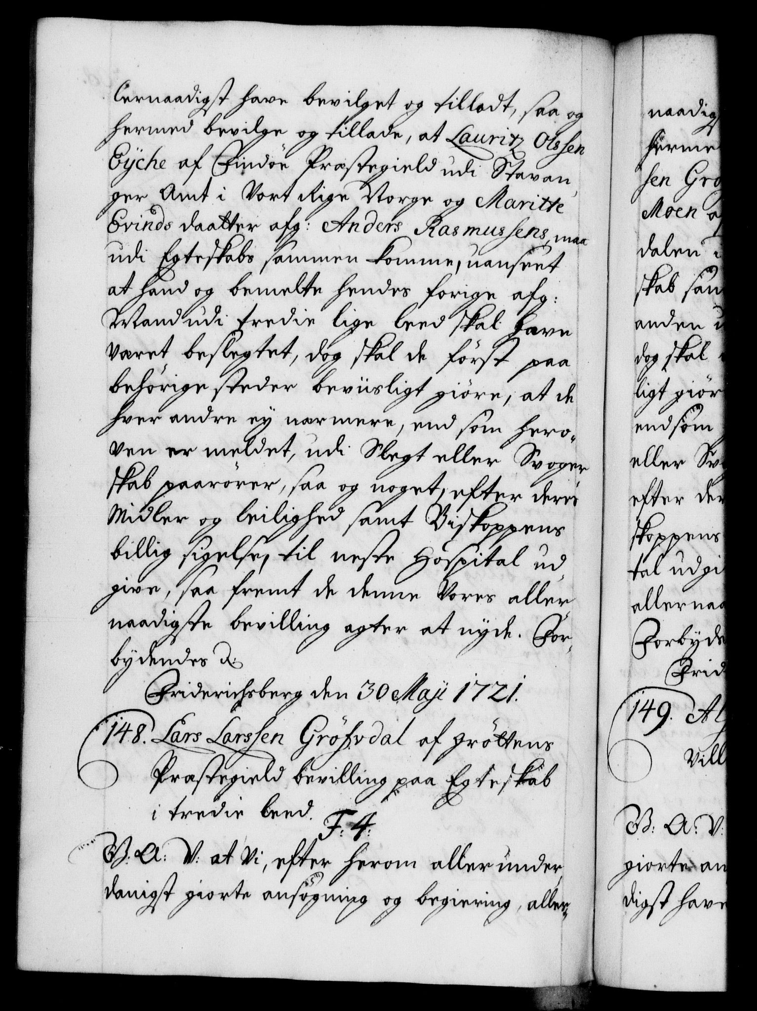 Danske Kanselli 1572-1799, AV/RA-EA-3023/F/Fc/Fca/Fcaa/L0023: Norske registre, 1720-1722, p. 308b