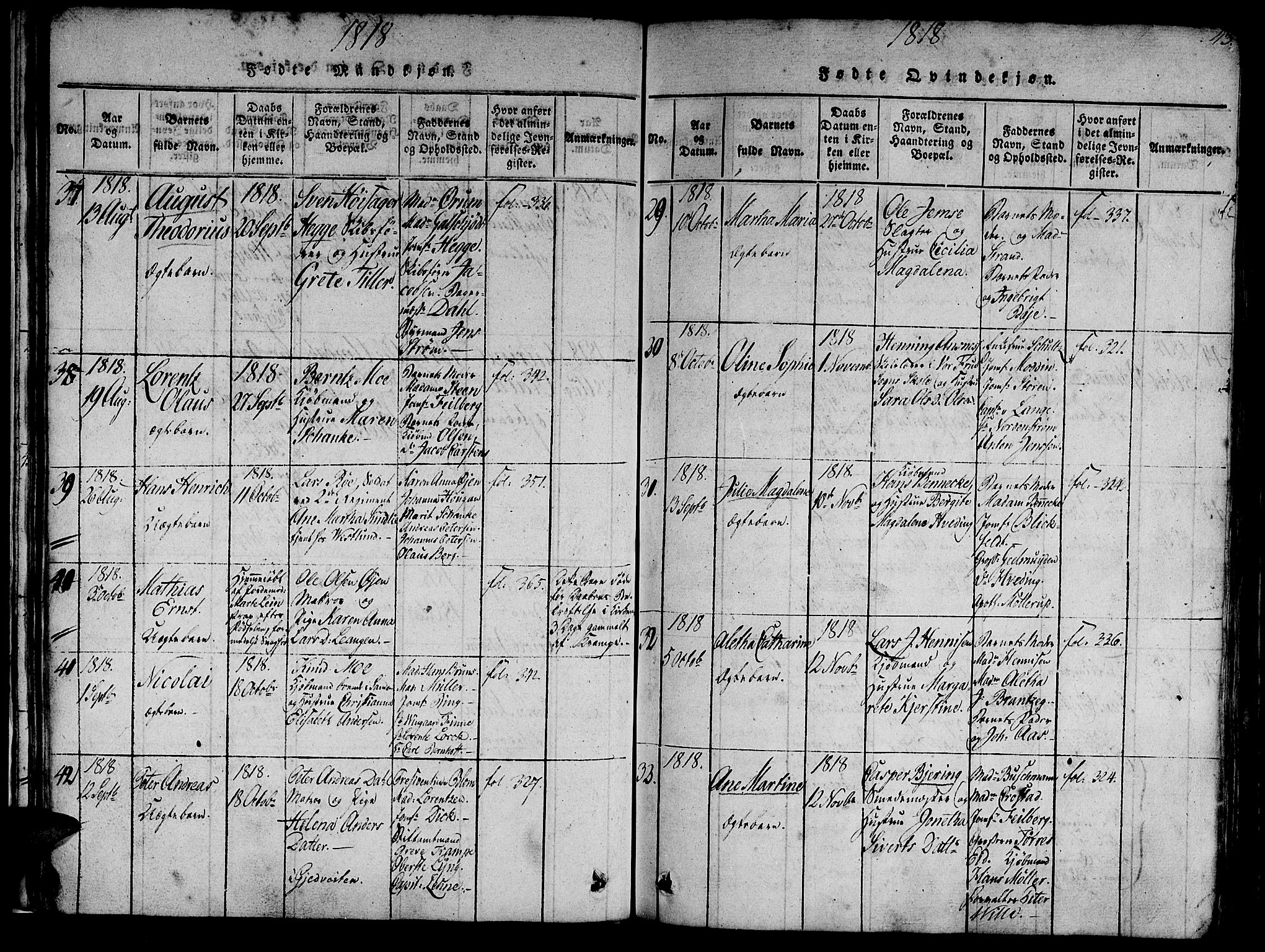 Ministerialprotokoller, klokkerbøker og fødselsregistre - Sør-Trøndelag, AV/SAT-A-1456/602/L0135: Parish register (copy) no. 602C03, 1815-1832, p. 43