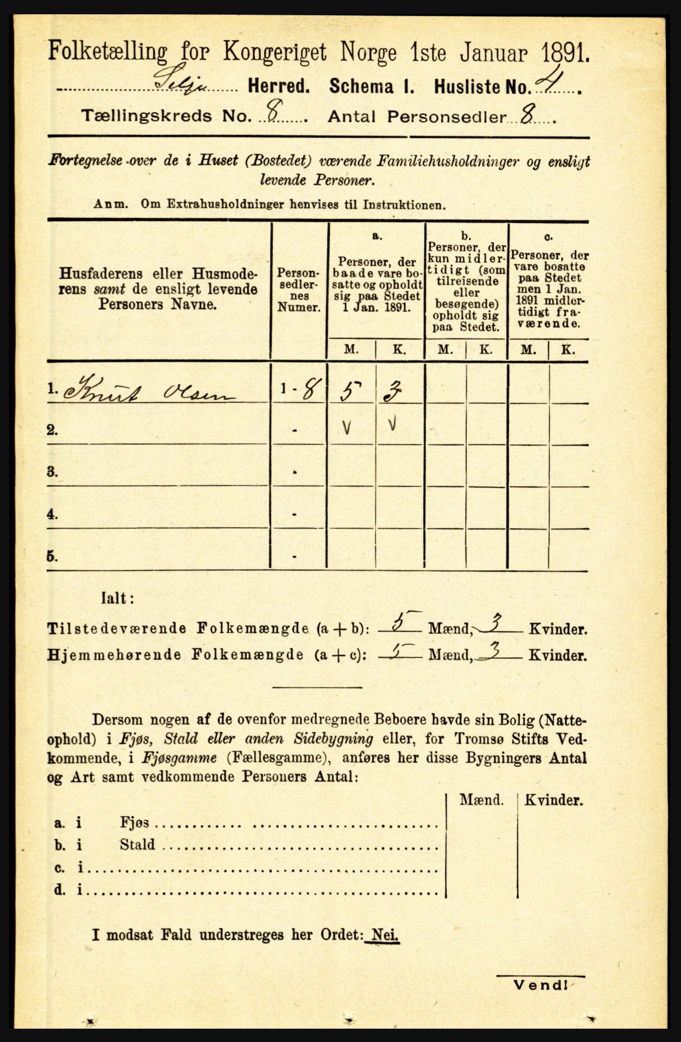 RA, 1891 census for 1441 Selje, 1891, p. 2324